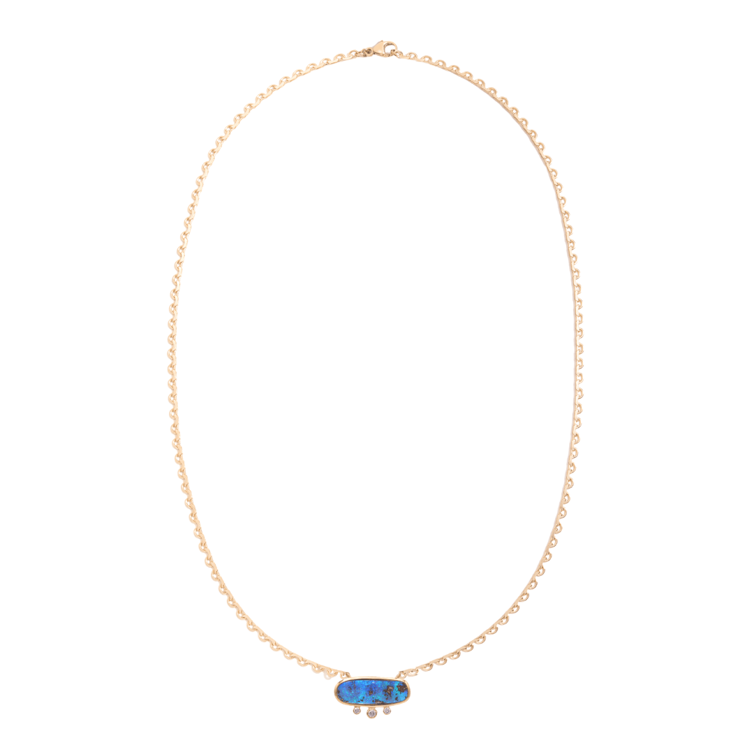 Mined + Found Pendants 3.34ct boulder opal + lace chain, one of a kind