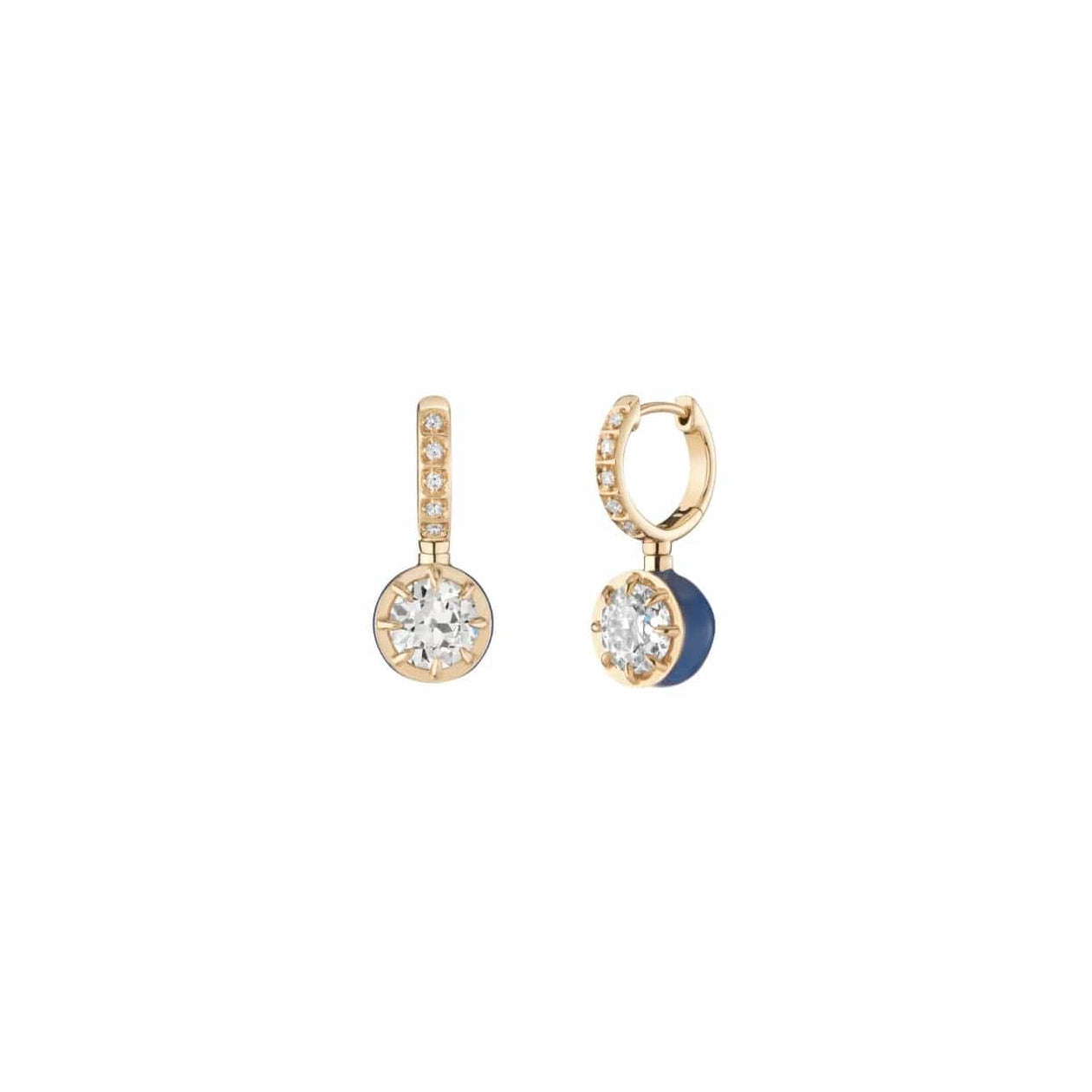 Mined + Found Earrings alter ego earrings, antique old European diamond + enamel