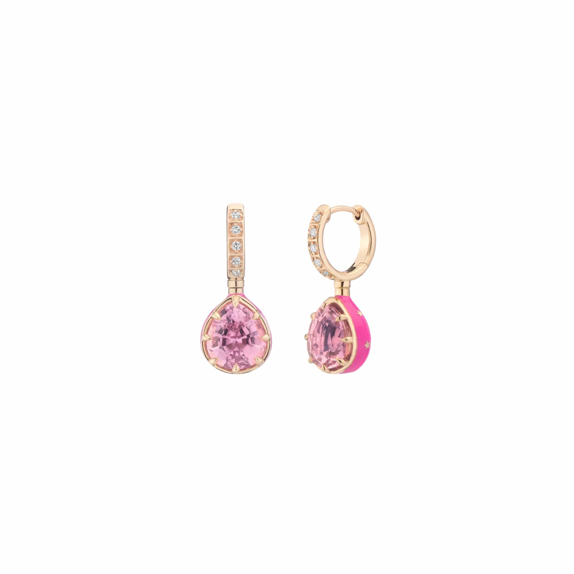 Mined + Found Earrings alter ego earrings, pink tourmaline + glowing pink