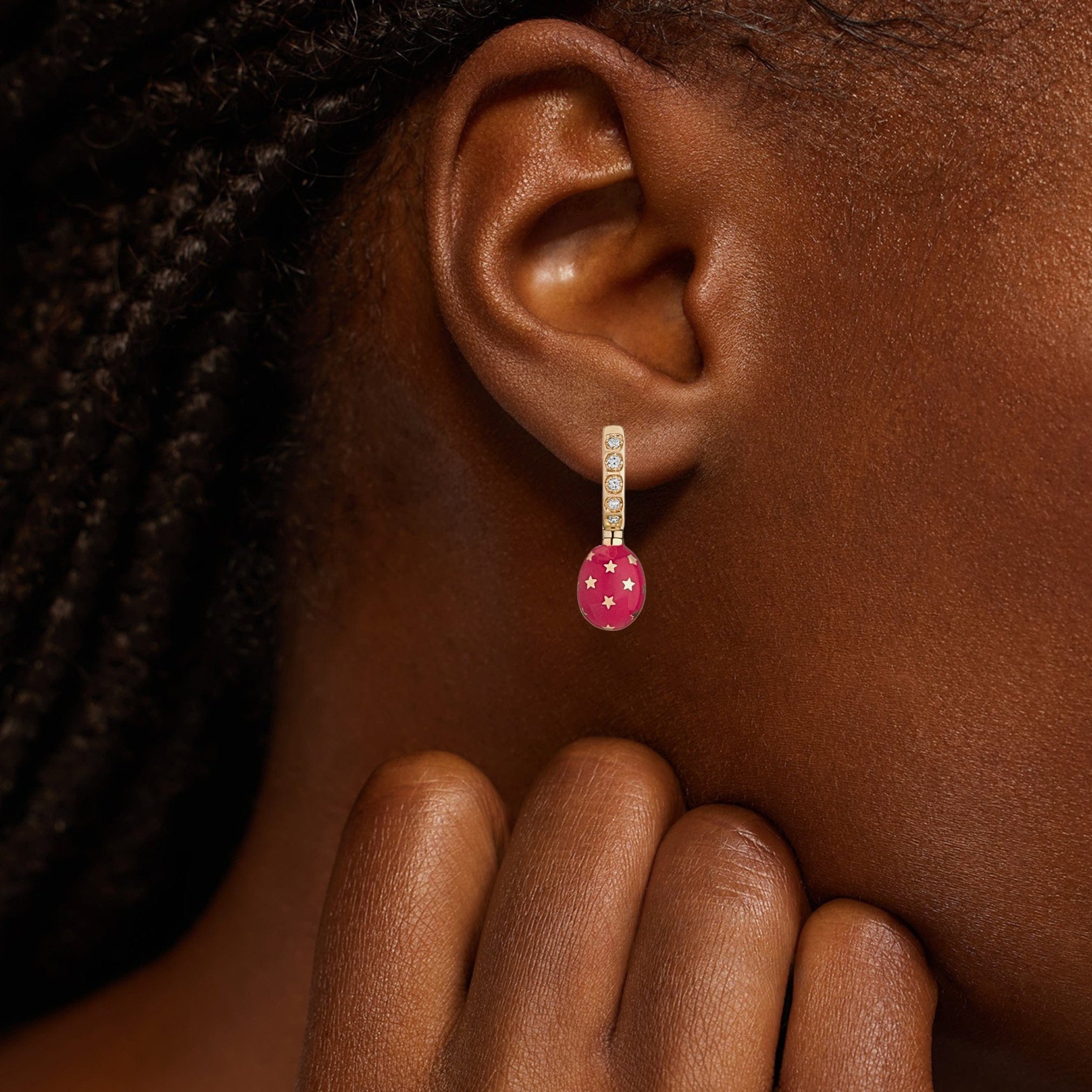 Mined + Found Earrings alter ego earrings, rhodolite garnet + enamel
