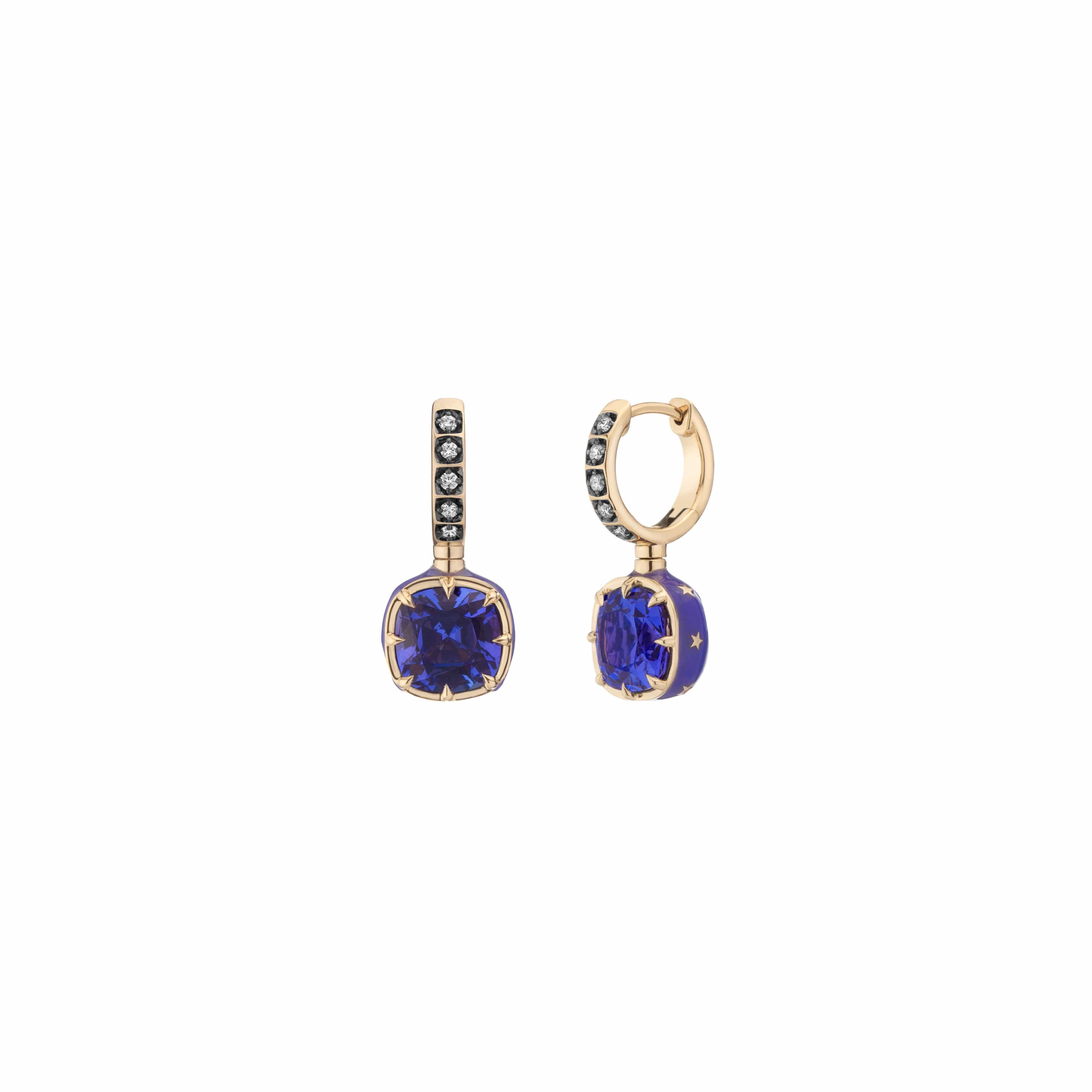 Mined + Found Earrings alter ego earrings, tanzanite + enamel