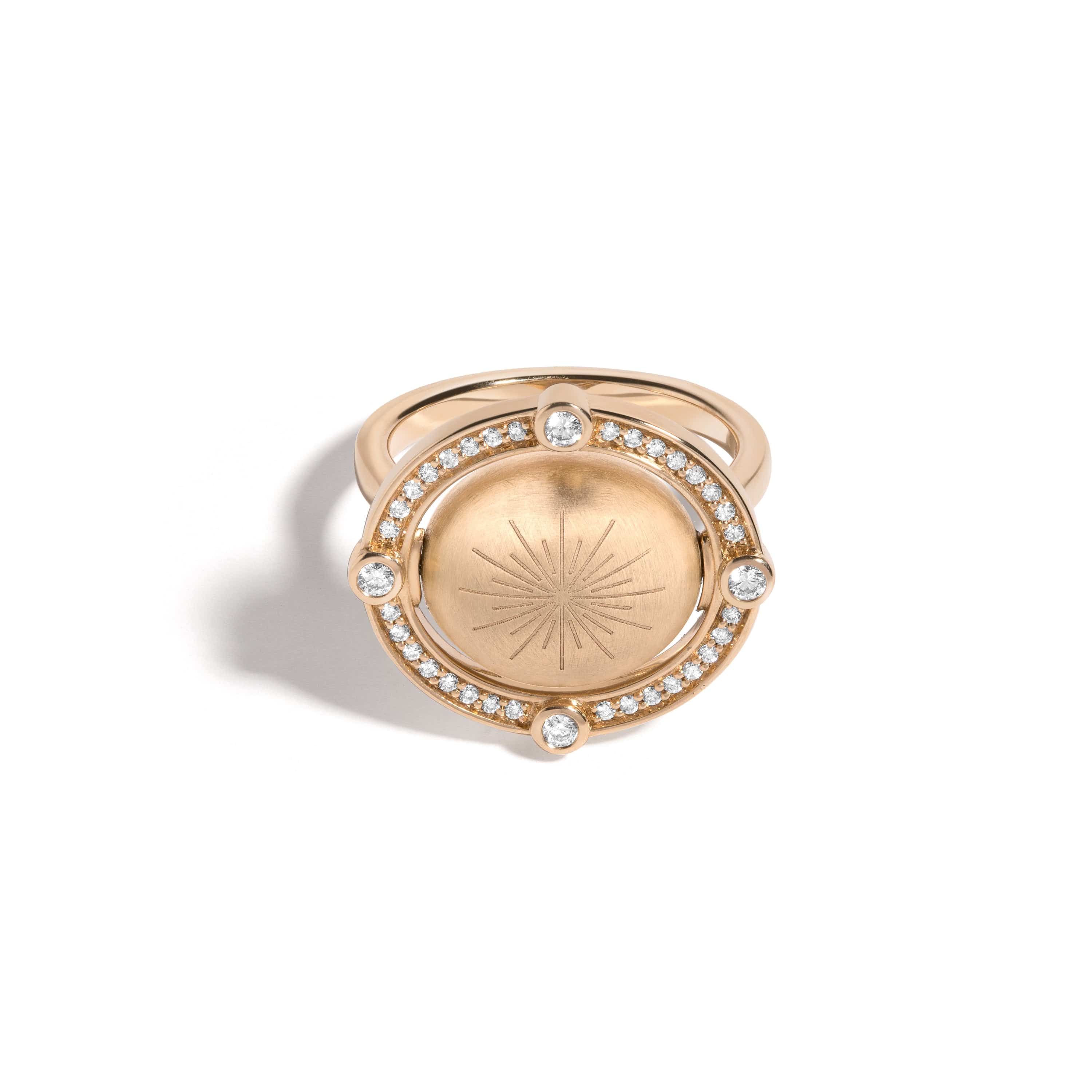 Mined + Found Rings compass ring, opal + diamond