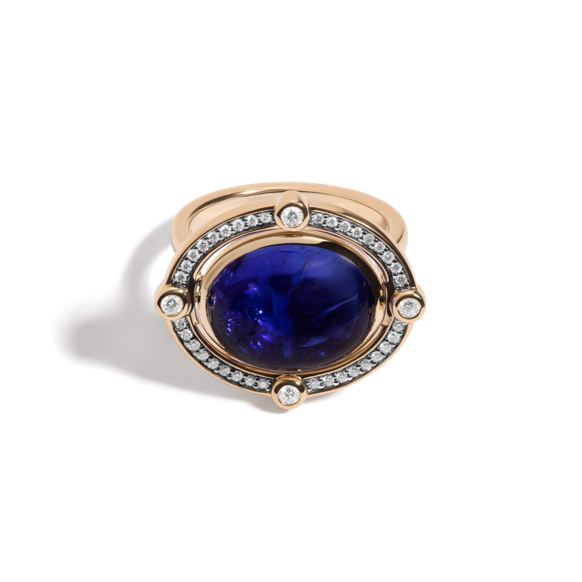 Mined + Found Rings compass ring, tanzanite + ultraviolet purple enamel