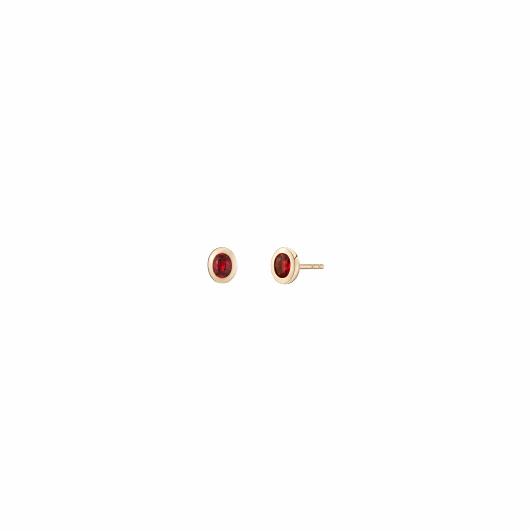 Mined + Found Earrings confetti studs, red sapphire
