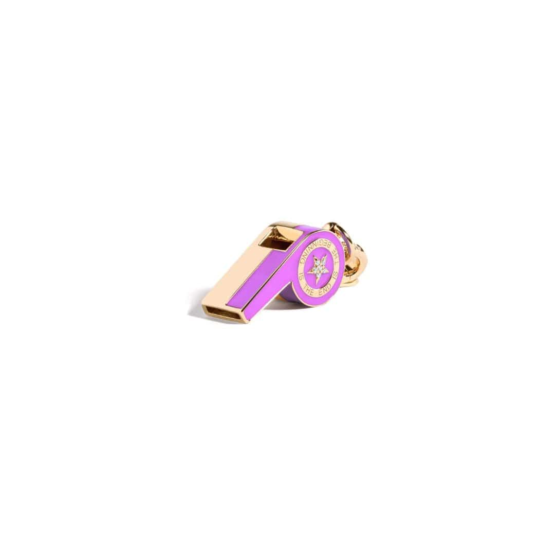 Mined + Found Pendants light purple, gold and diamond whistle pendant