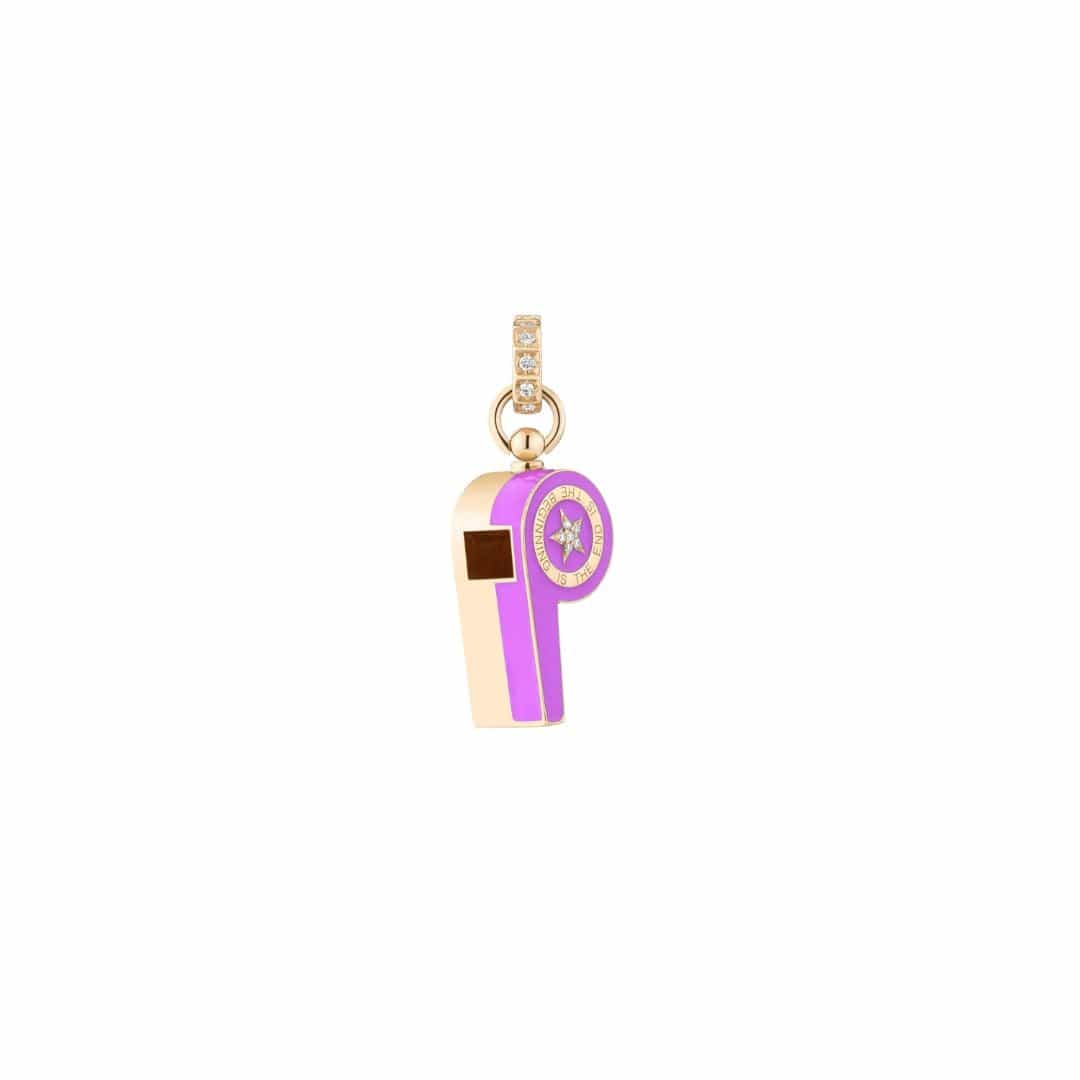 Mined + Found Pendants light purple, gold and diamond whistle pendant