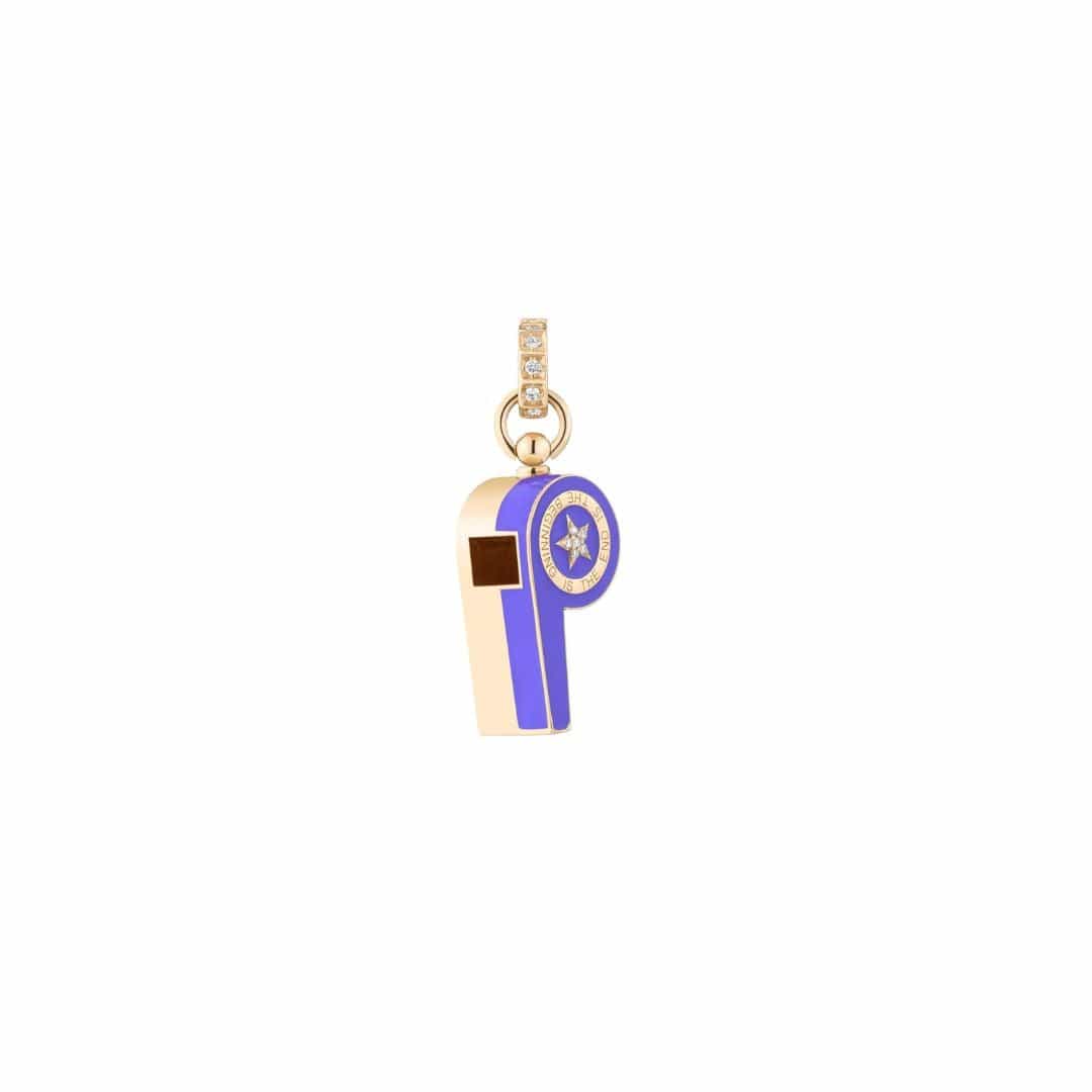 Mined + Found Pendants dark purple, gold and diamond whistle pendant