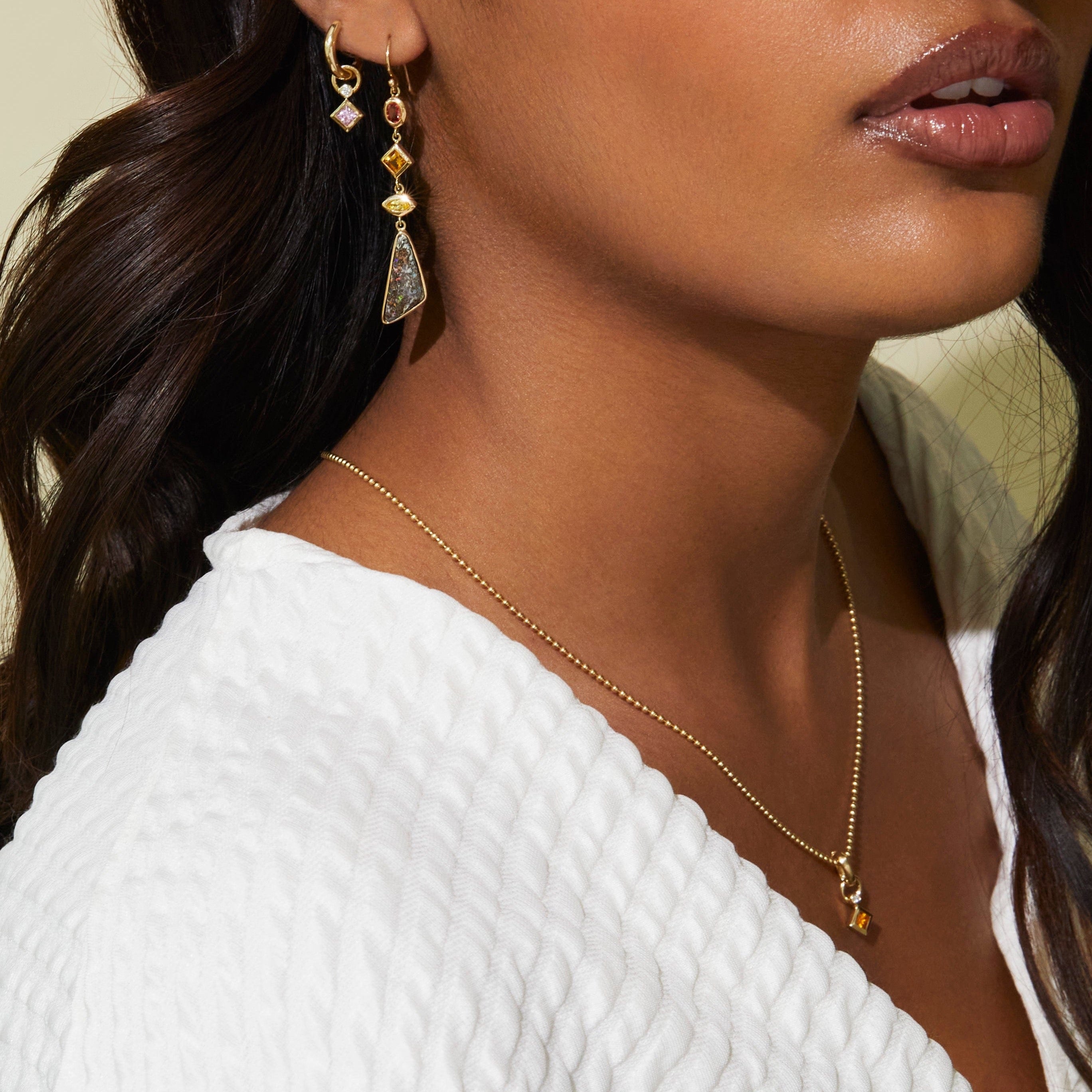 Mined + Found Charm marquise pendant charm, yellow sapphire