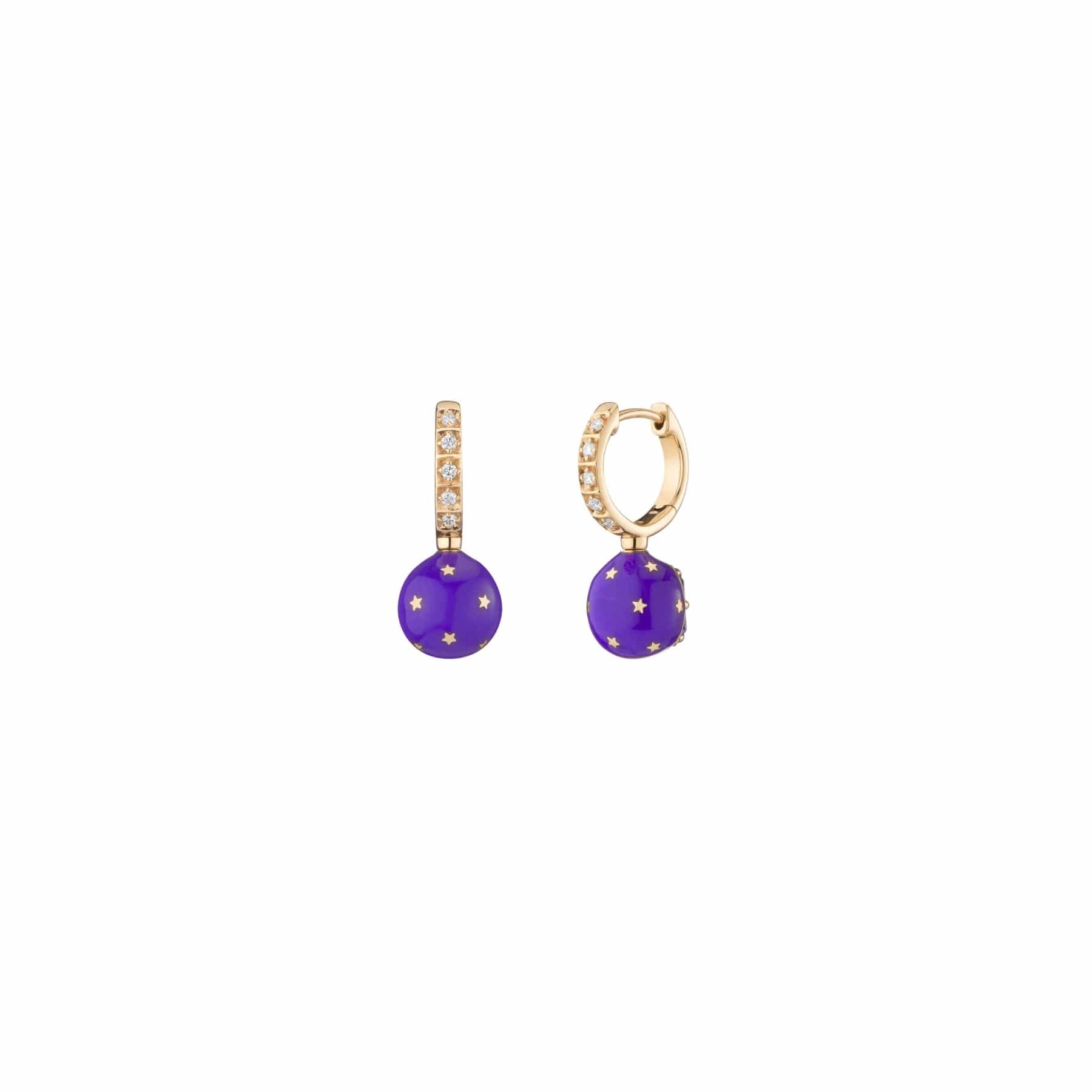 Mined and Found Earrings alter ego reversible earrings, tanzanite, diamond purple enamel