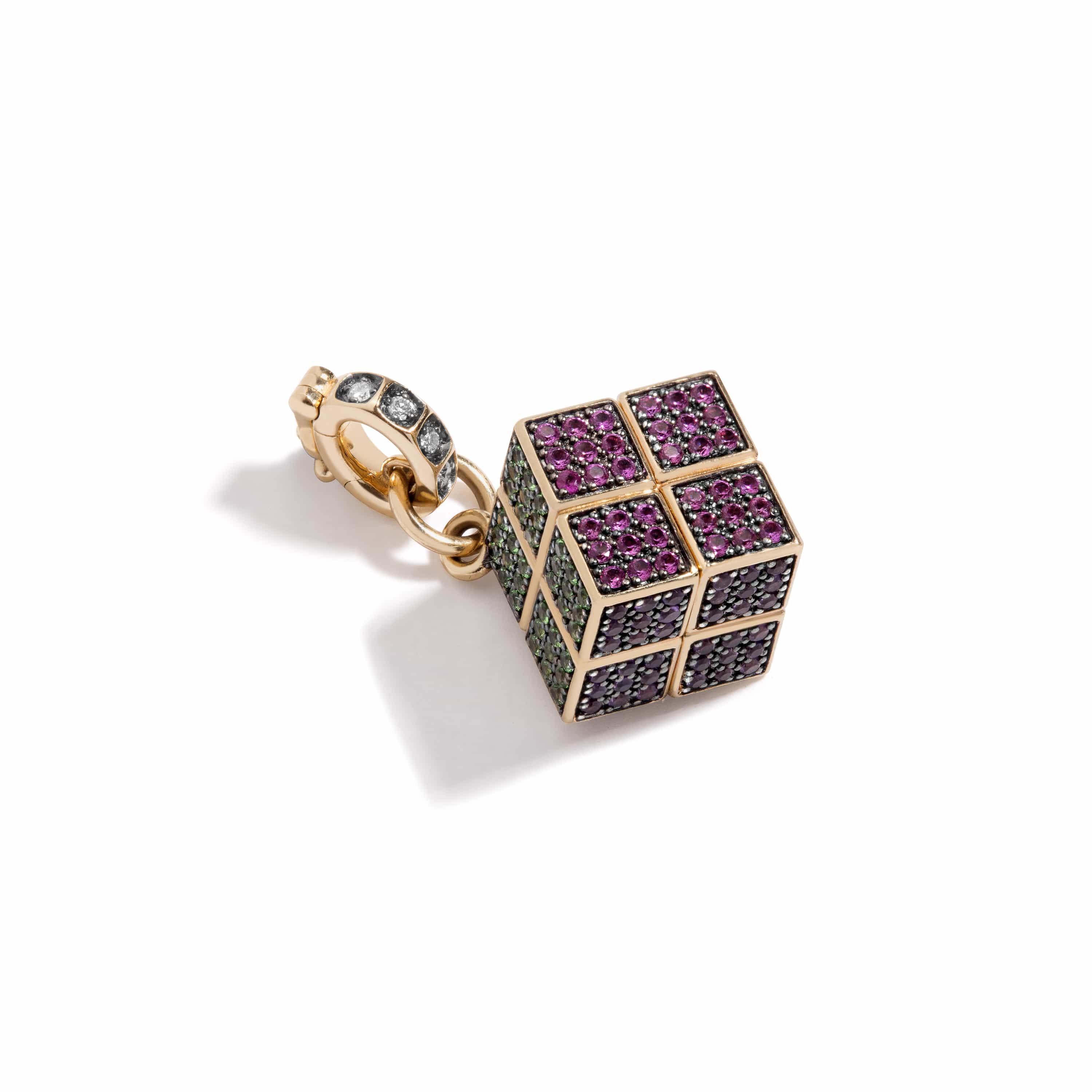 Odyssey puzzle cube pendant necklace in yellow gold, by MINED + FOUND