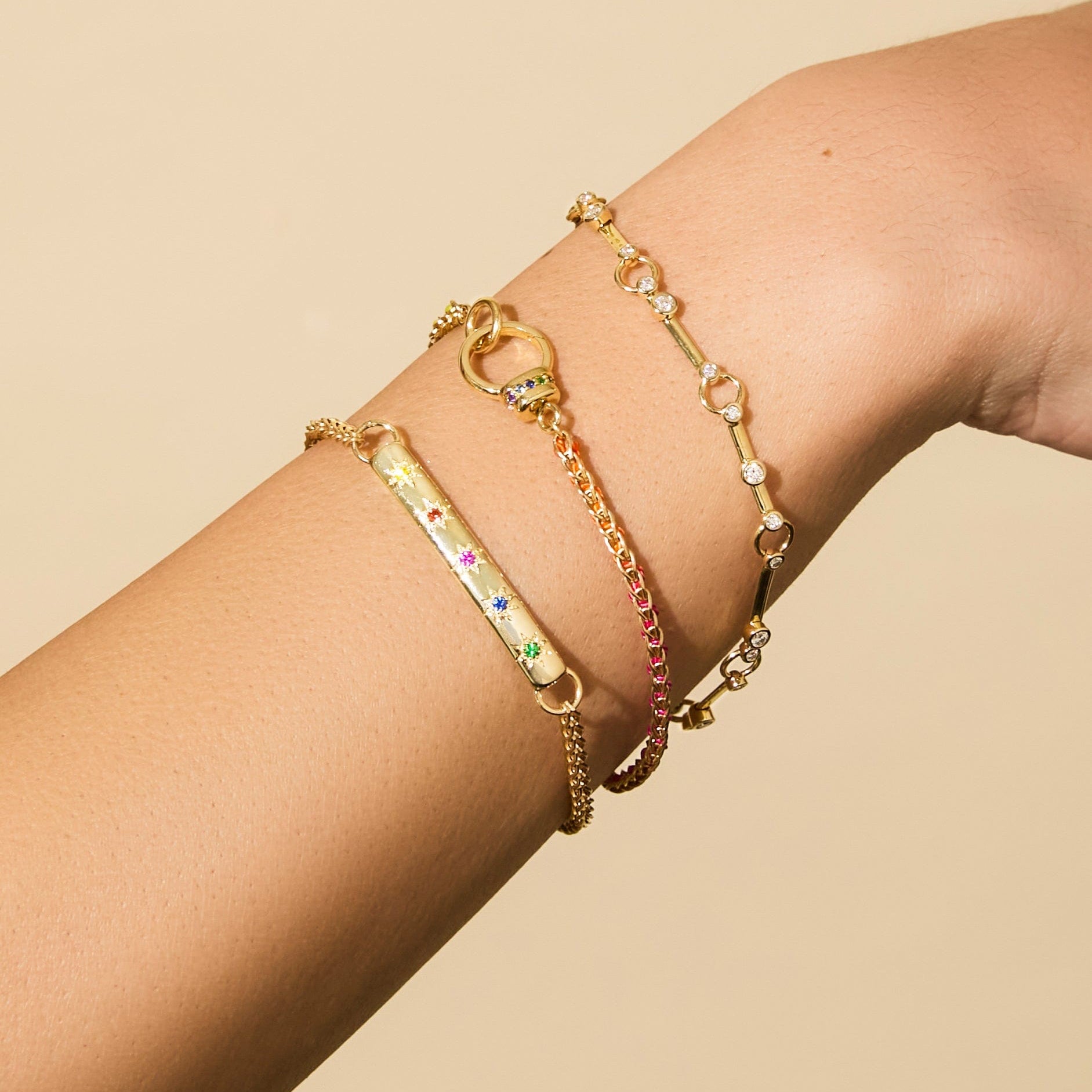 Mined + Found Bracelets pathway bracelet, rainbow sapphire