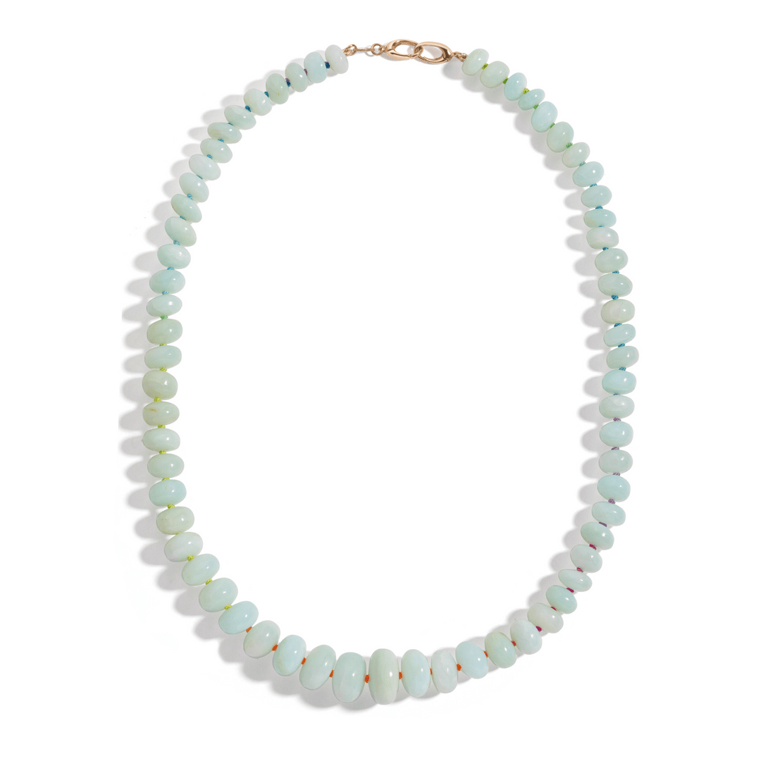 Mined & Found Necklaces Peruvian opal beaded necklace, rainbow silk®