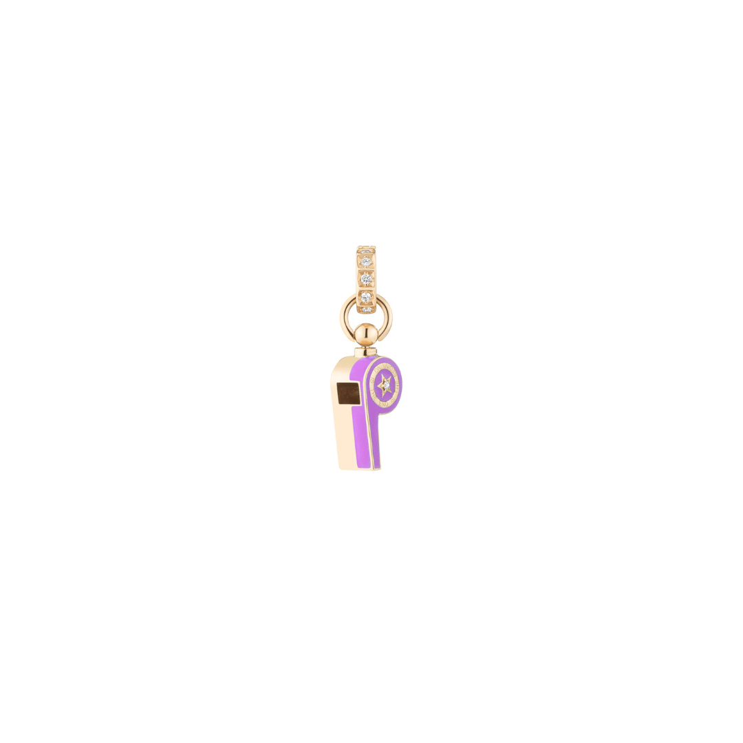 Mined + Found Pendants Petite light purple, gold and diamond whistle pendant
