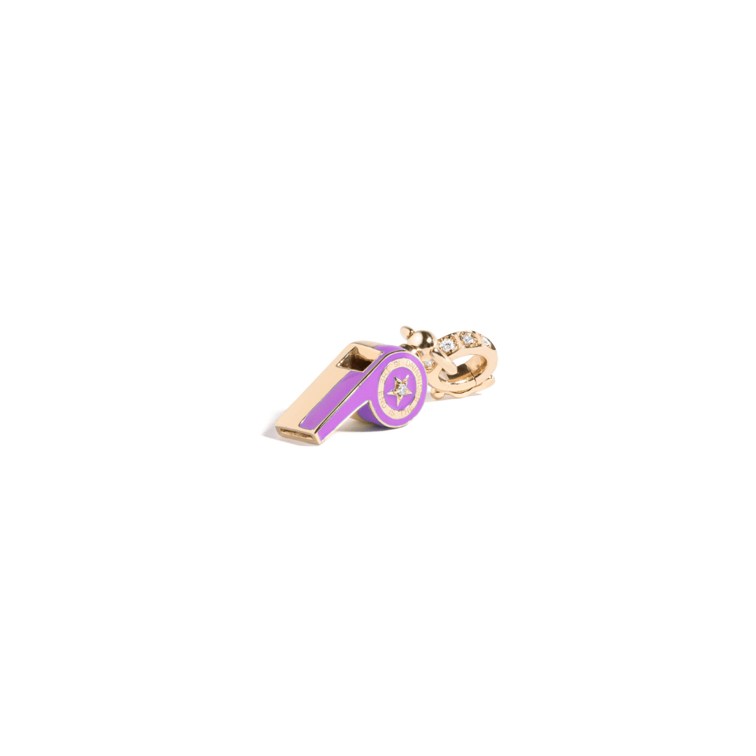 Mined + Found Pendants Petite light purple, gold and diamond whistle pendant