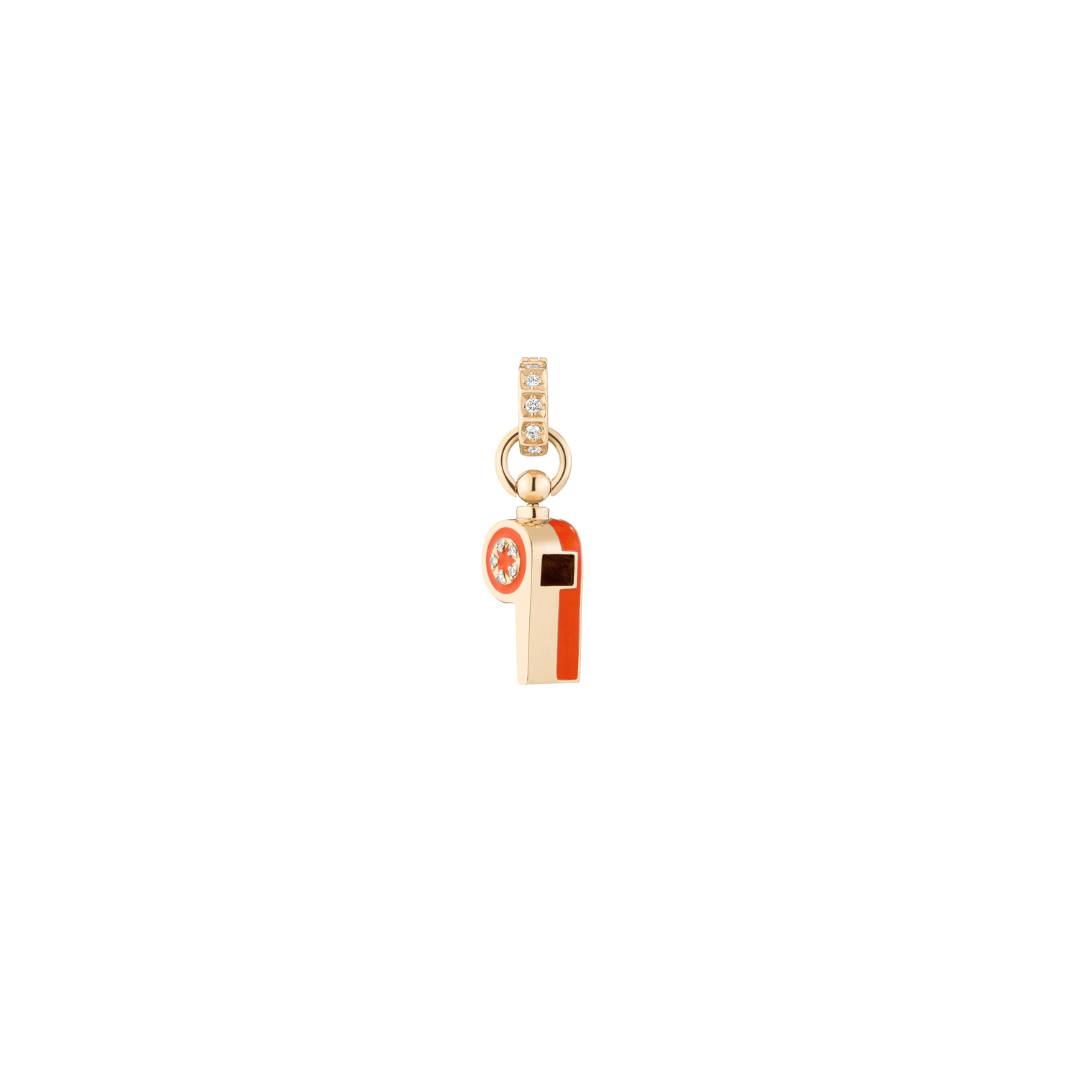 Mined + Found Pendants Petite red, gold and diamond whistle pendant