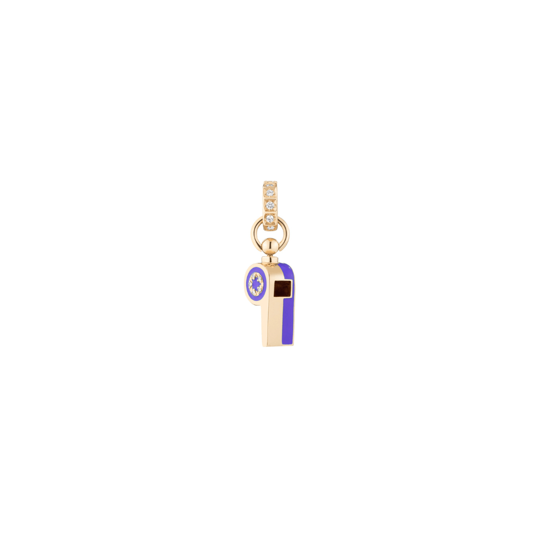 Mined + Found Pendants Petite purple, gold and diamond whistle pendant