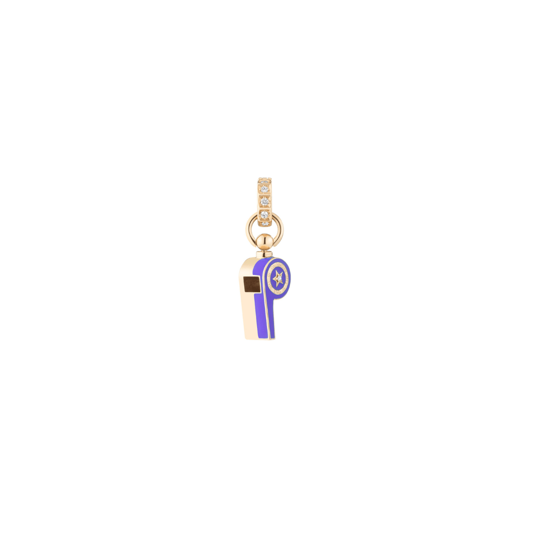 Mined + Found Pendants Petite purple, gold and diamond whistle pendant