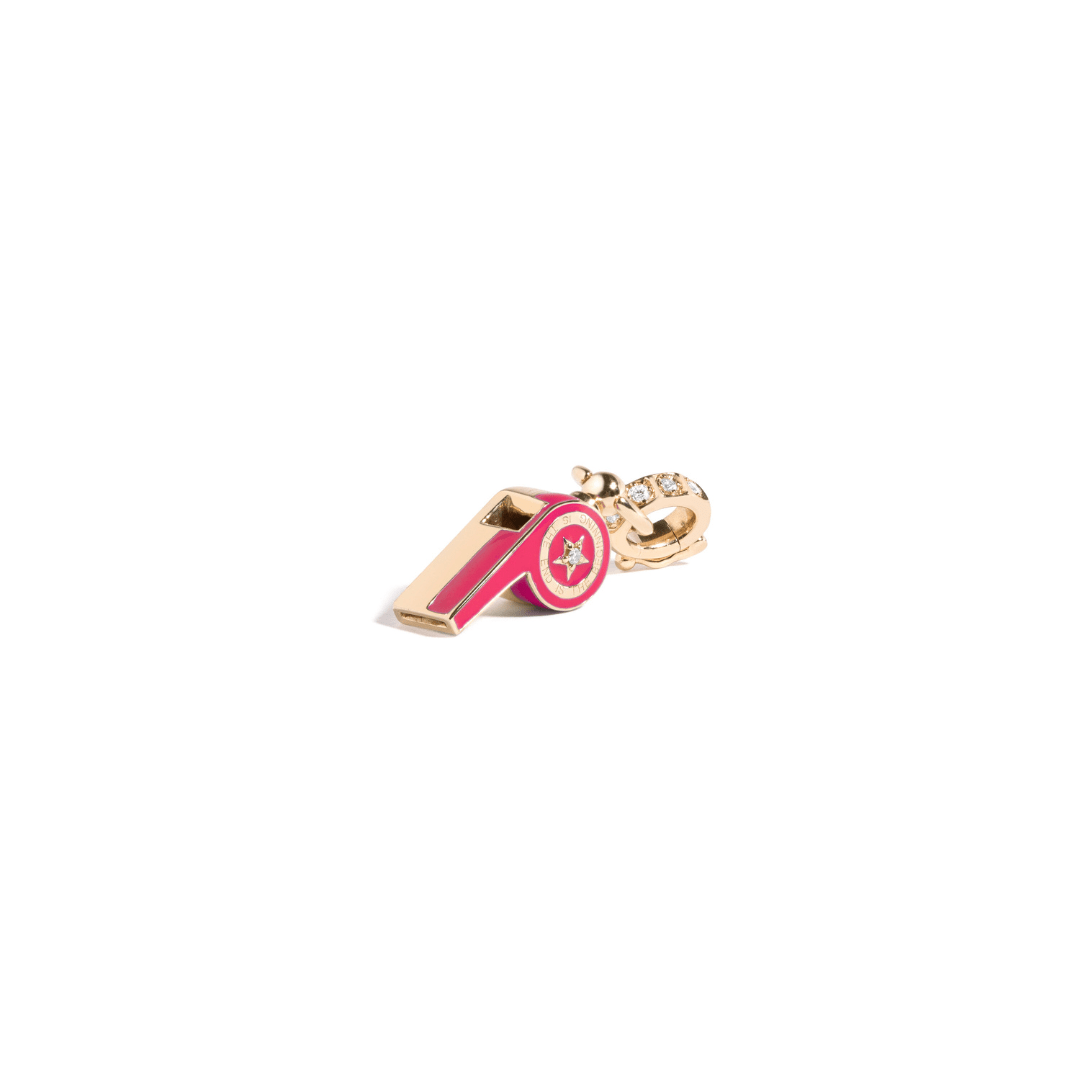 Mined + Found Pendants Petite dark pink, gold and diamond whistle pendant