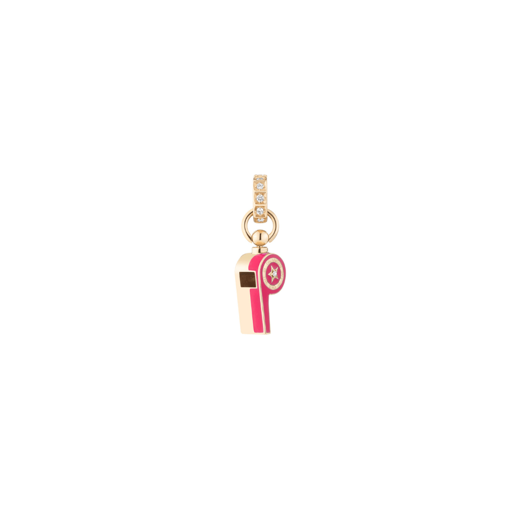 Mined + Found Pendants Petite dark pink, gold and diamond whistle pendant