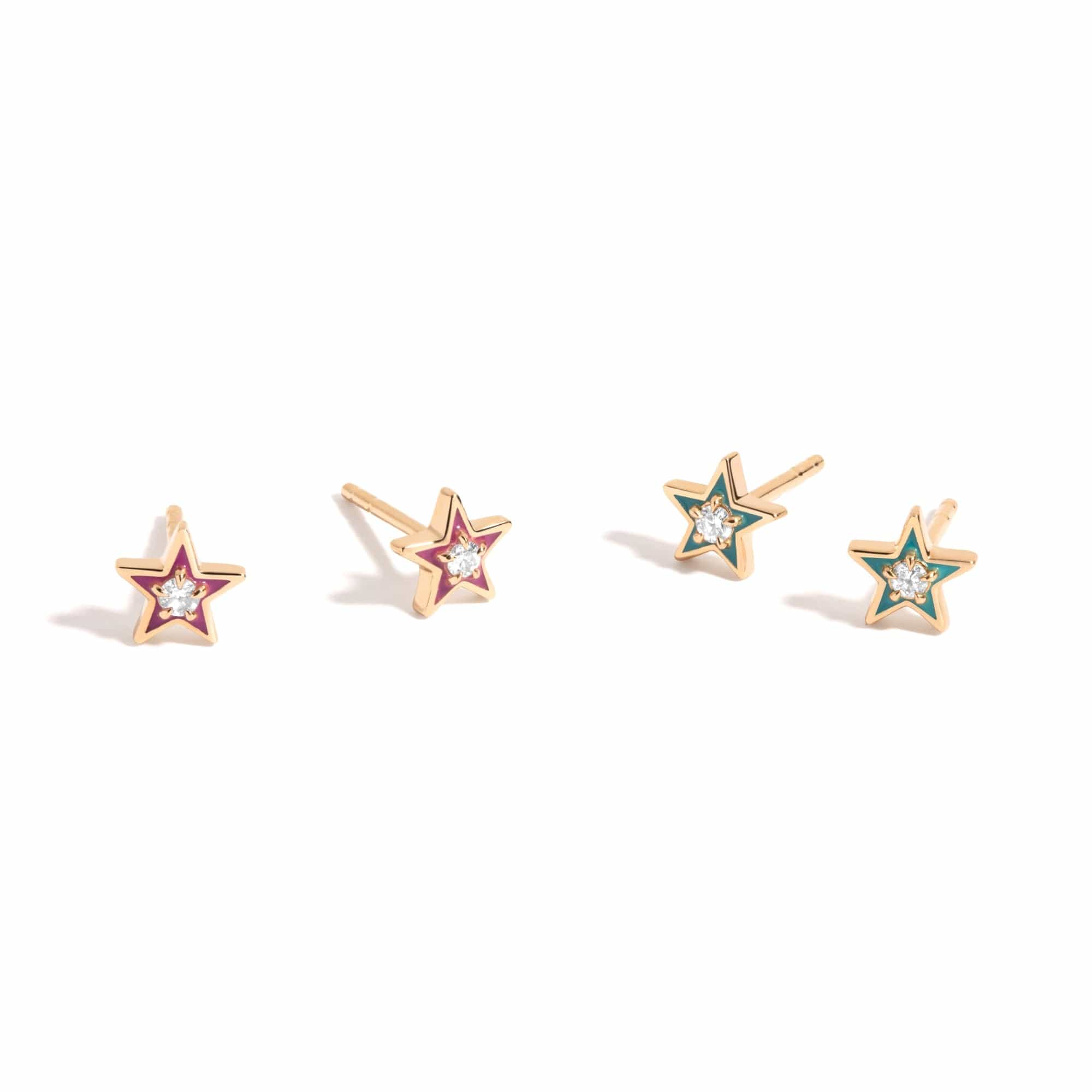 Mined + Found Earrings petite lucky star earrings, glowing green