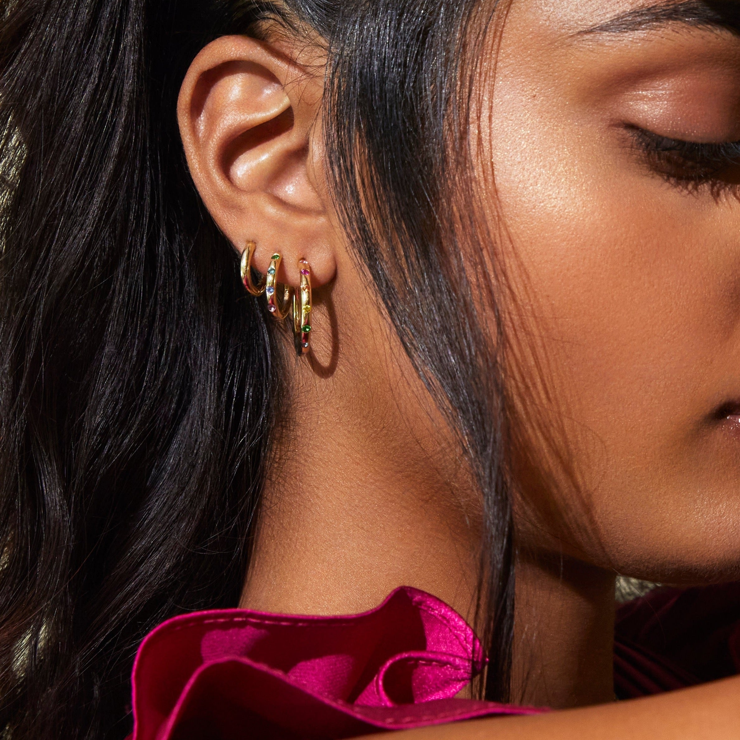 Mined + Found Earrings rainbow large hoops