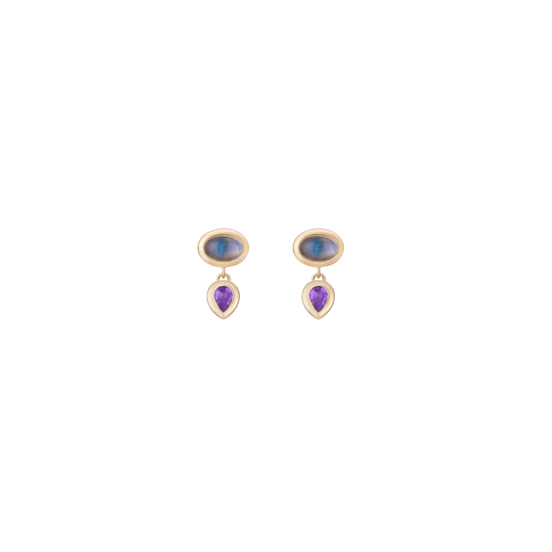 Mined + Found Earrings tassel earrings, moonstone + amethyst