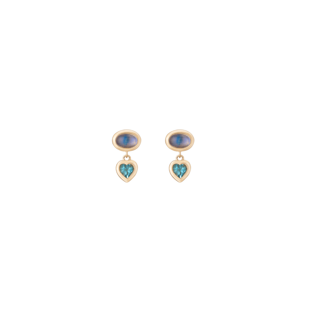 Mined + Found Earrings tassel earrings, moonstone + blue topaz
