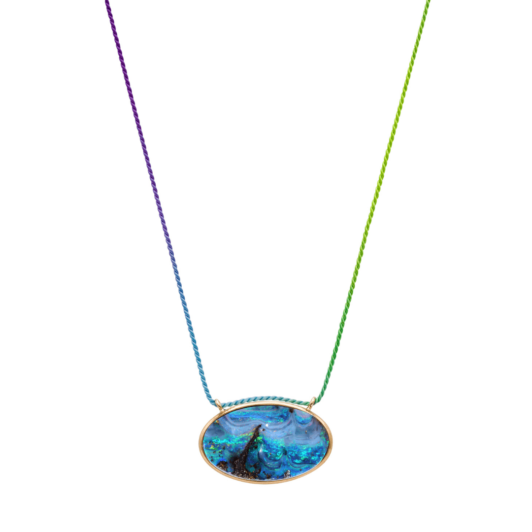 Mined + Found Pendants 'starry starry night' opal + rainbow silk™ one of a kind pendant