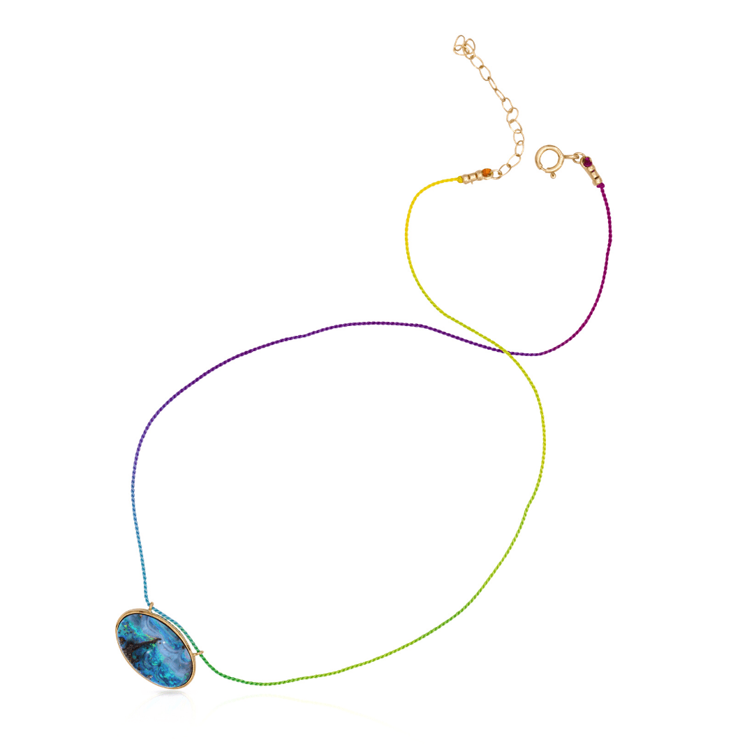Mined + Found Pendants 'starry starry night' opal + rainbow silk™ one of a kind pendant
