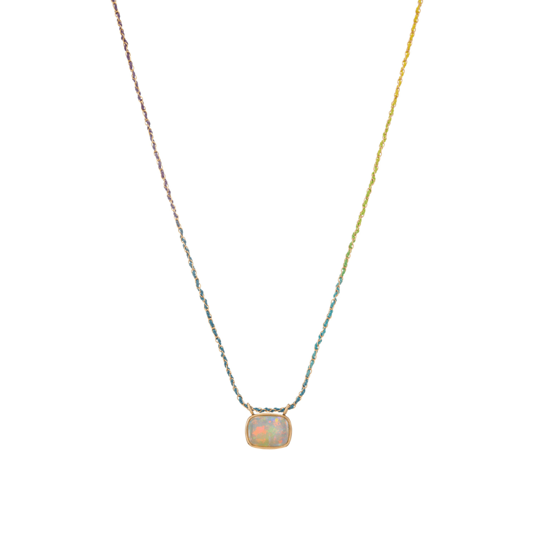 Mined + Found Pendants 3.02ct opal + rainbow silk® woven cable chain, one of a kind