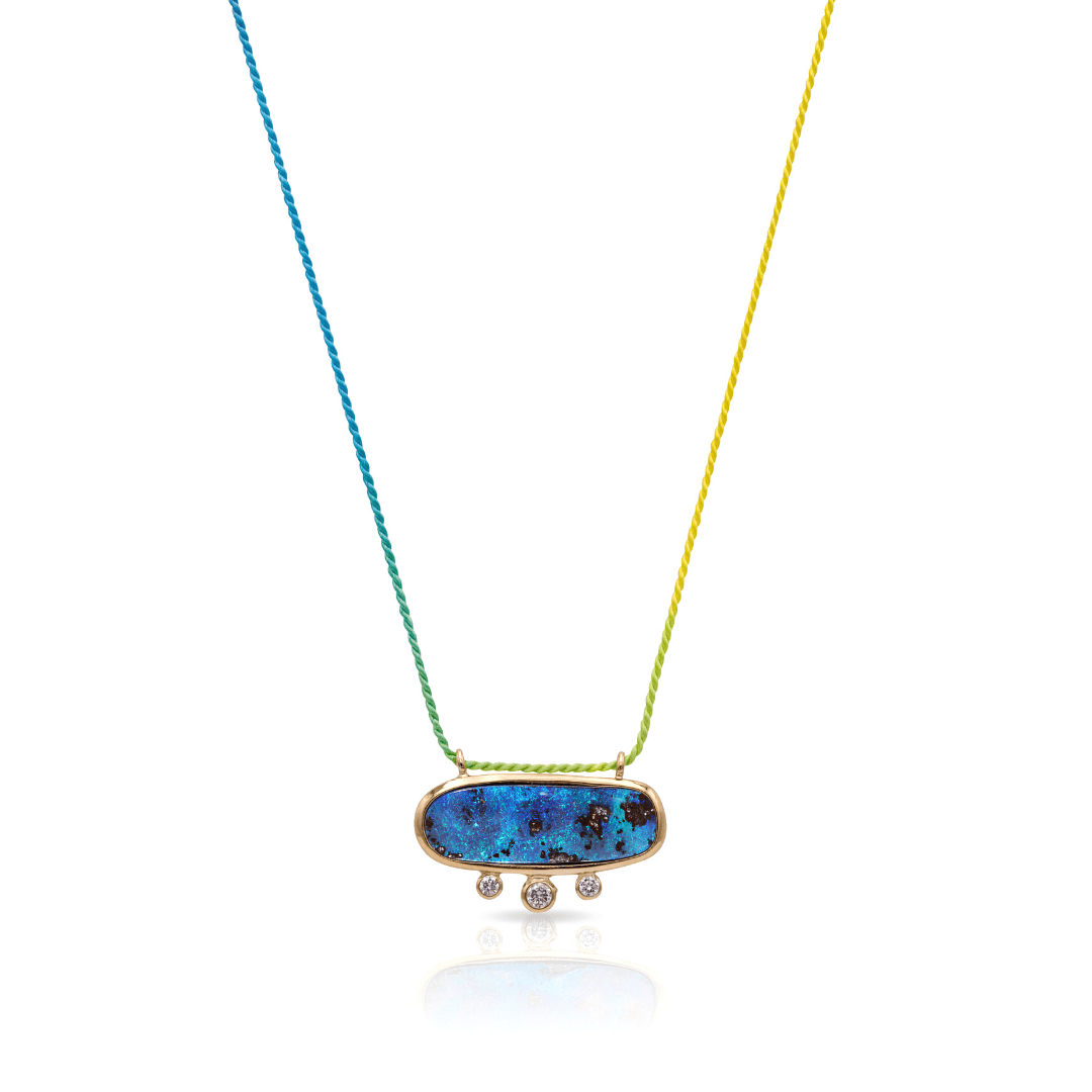 Mined + Found Pendants 3.34ct boulder opal lace necklace