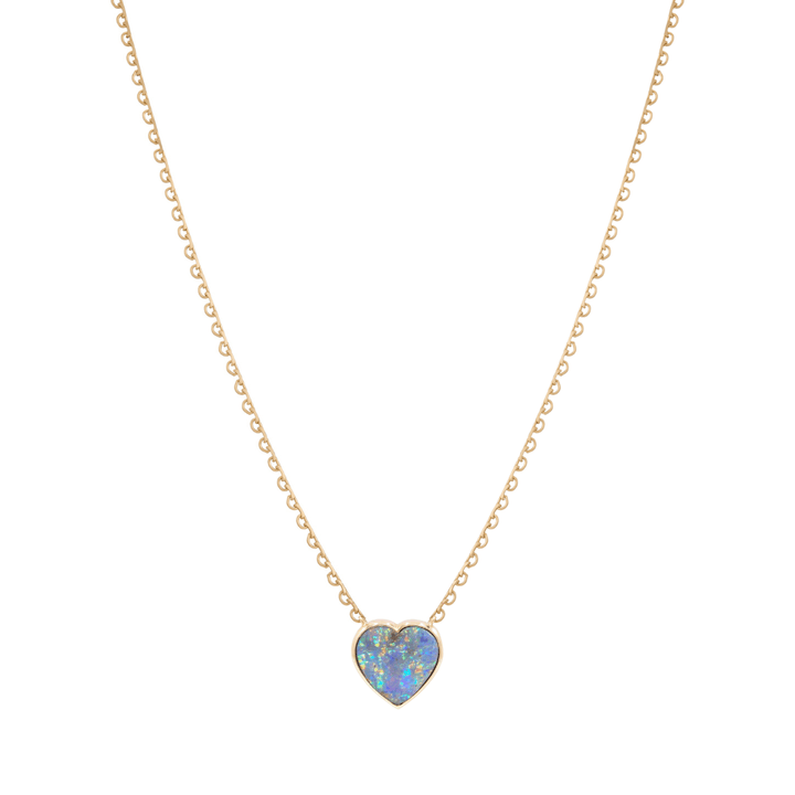 Mined + Found Pendants 5.50ct boulder opal heart + lace chain, one of a kind