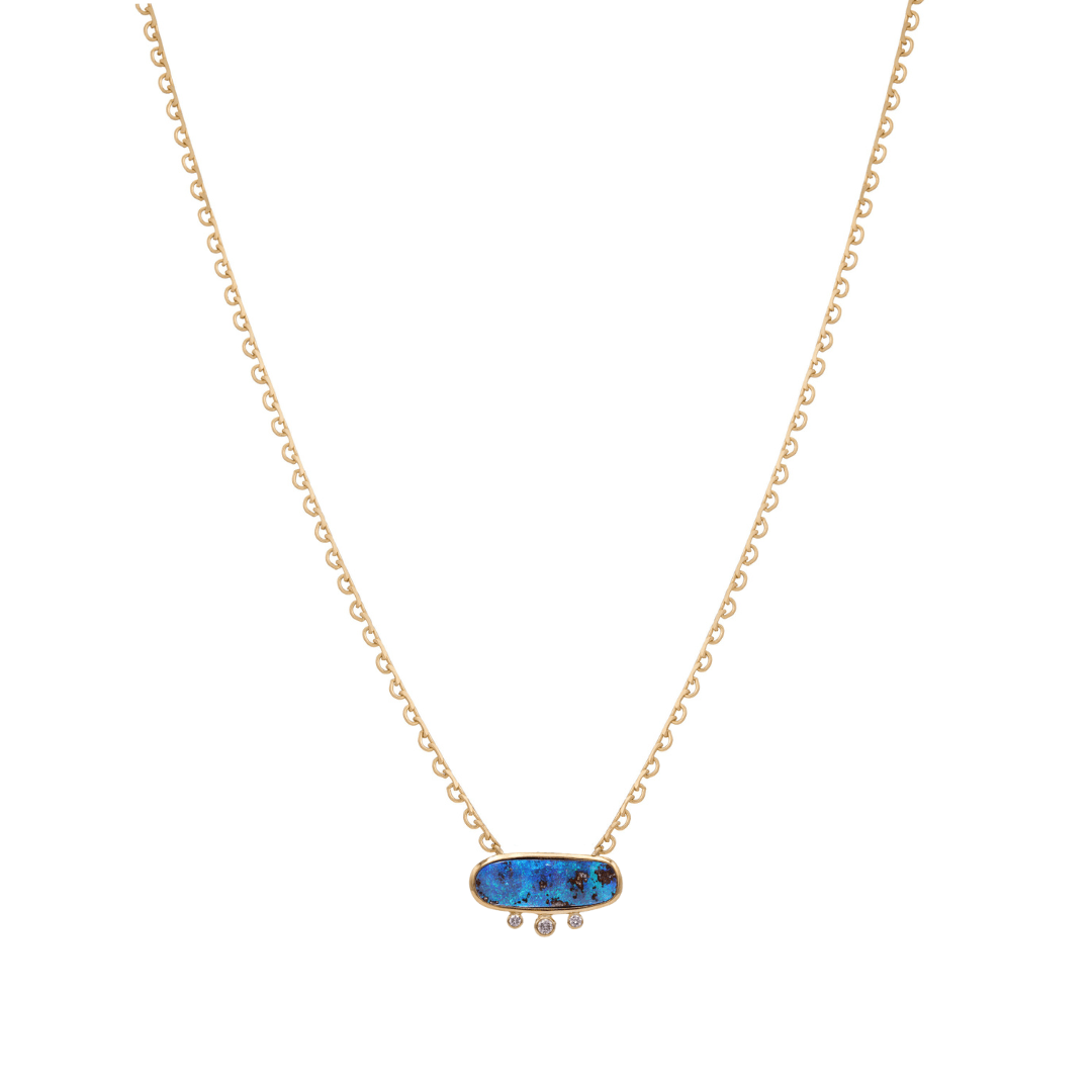 Mined + Found Pendants 'aegean sea' opal + rainbow silk® one of a kind pendant