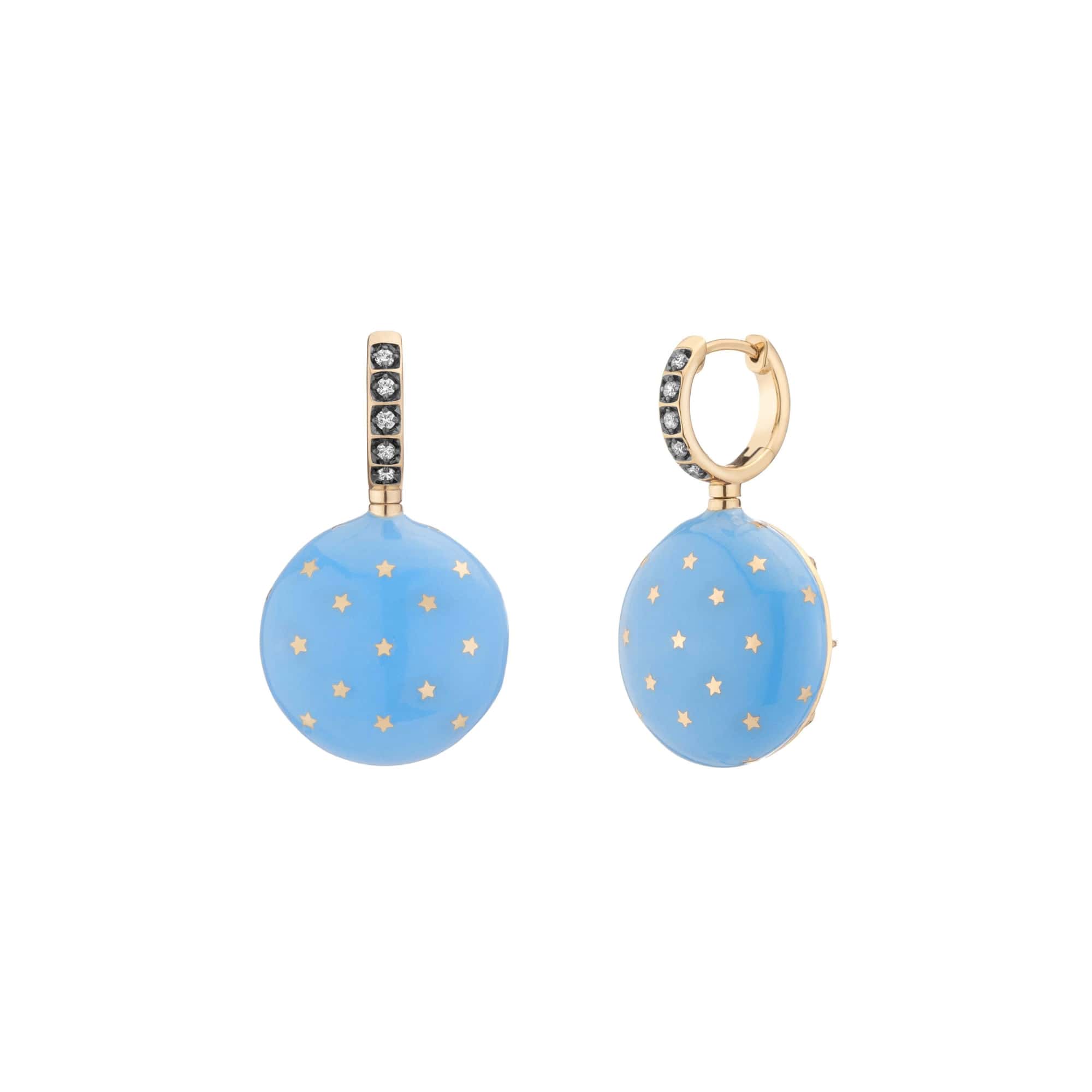 Mined + Found Earrings alter ego earrings, carved moonstone + porcelain blue