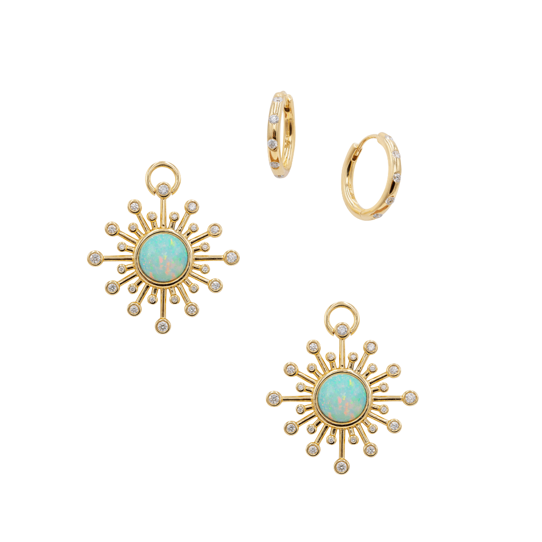 Mined + Found Earrings aurora convertible earrings, opal and diamond