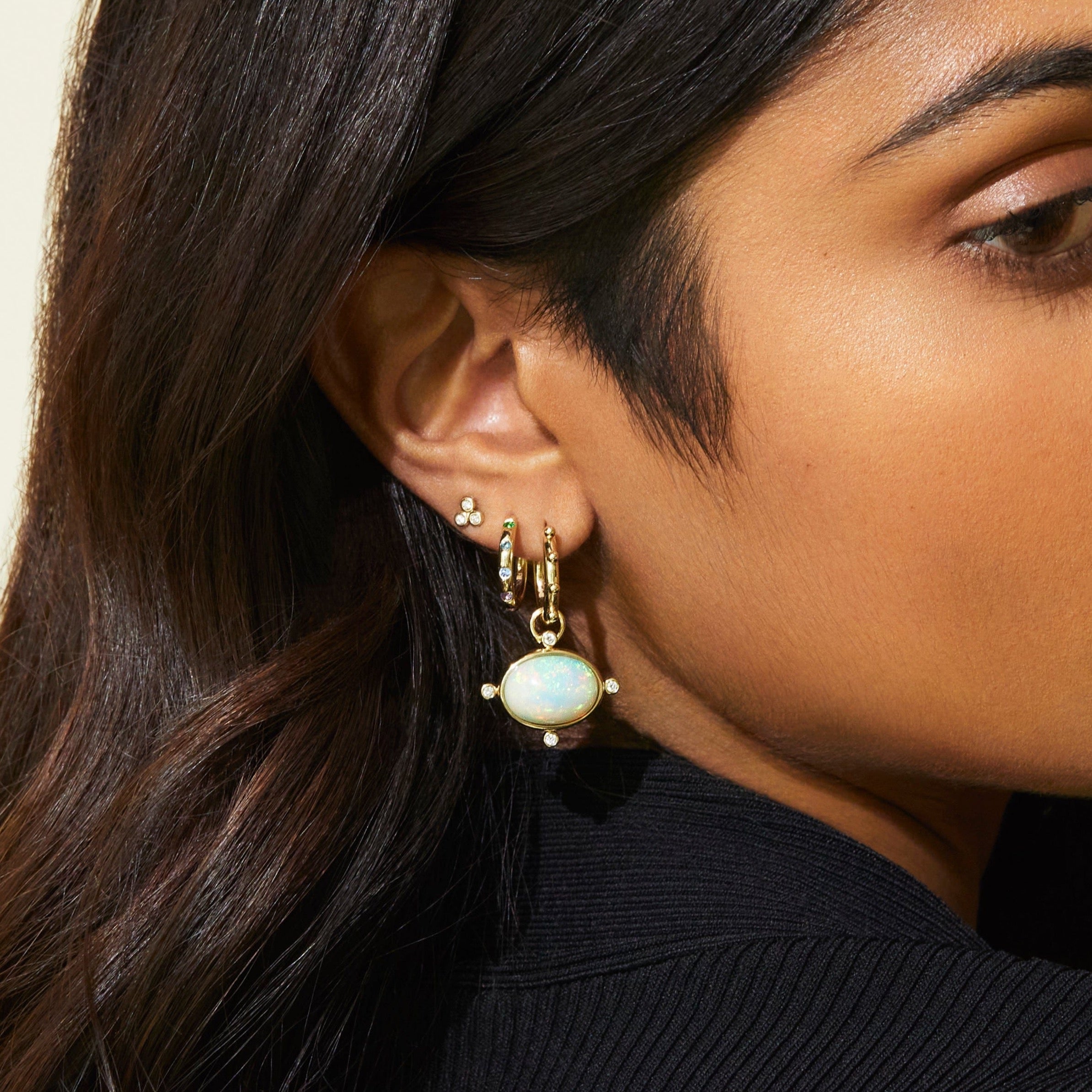 Mined + Found Earrings compass convertible earrings, opal and diamond