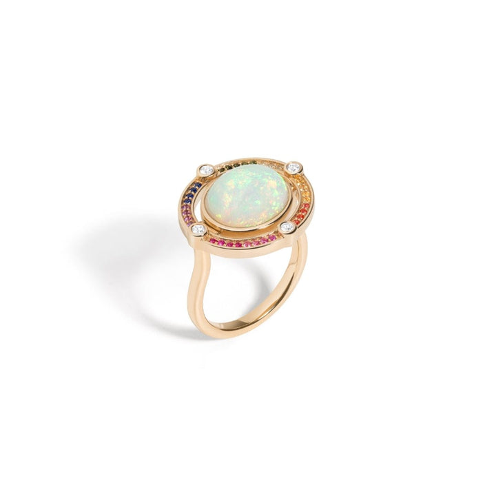 Mined + Found Rings compass ring, opal + rainbow
