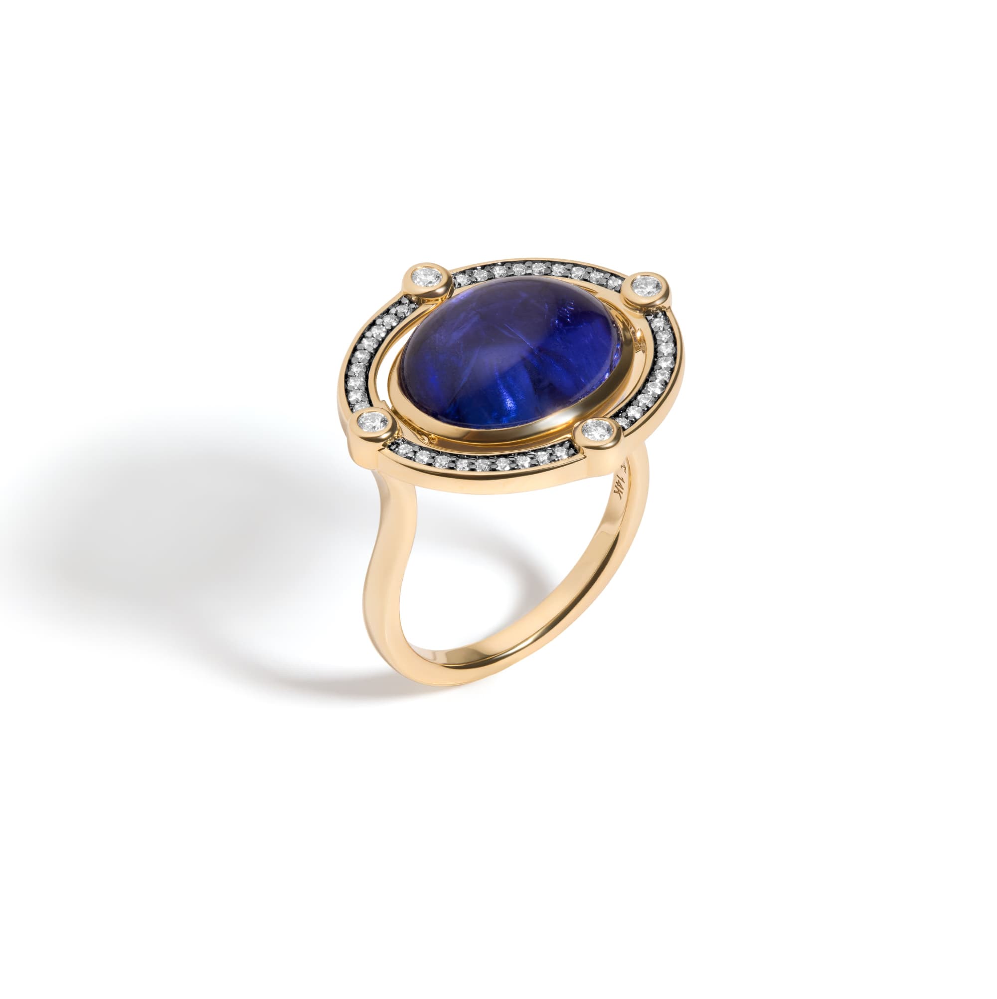 Mined + Found Rings compass ring, tanzanite + ultraviolet purple enamel
