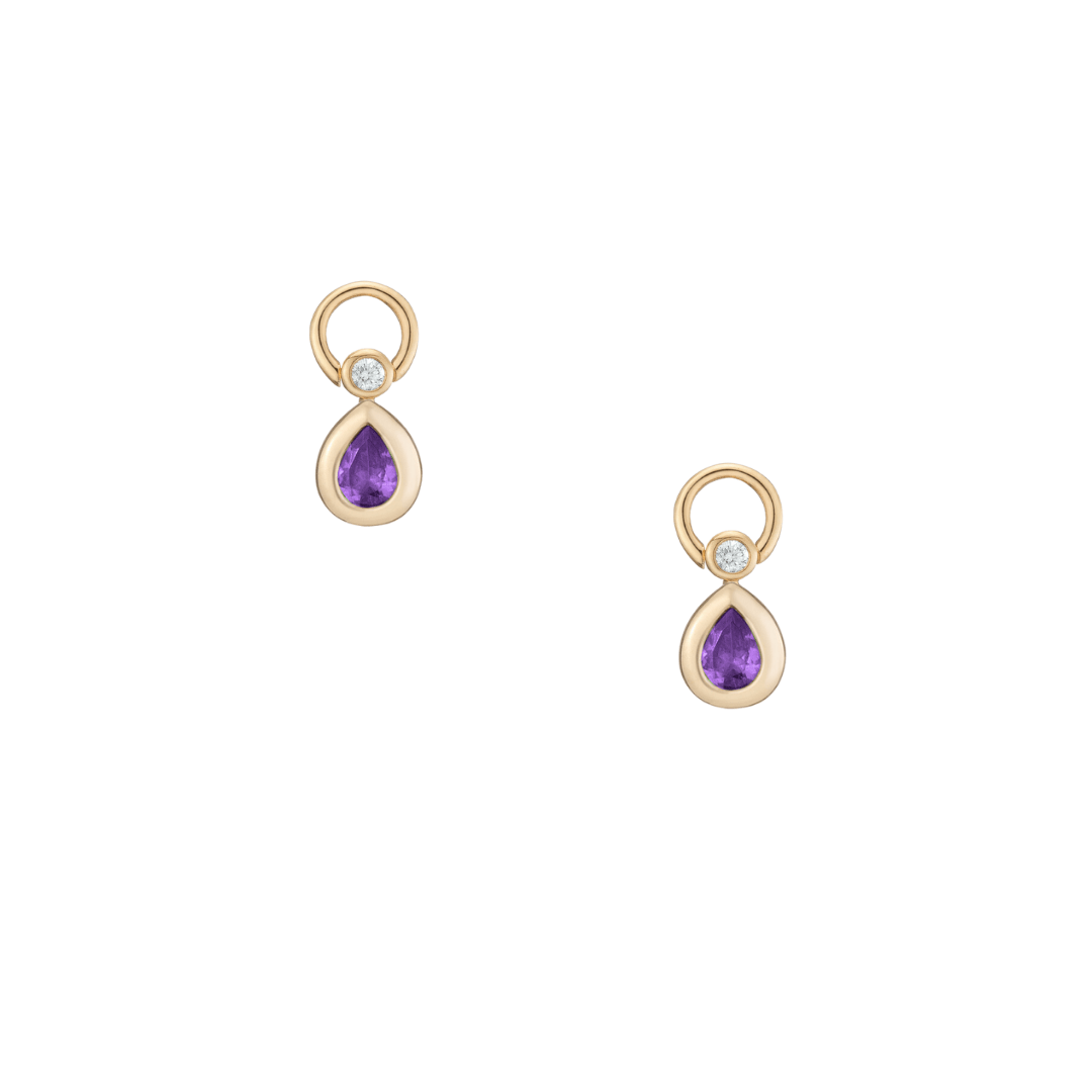 Mined + Found Earrings confetti hoops, amethyst