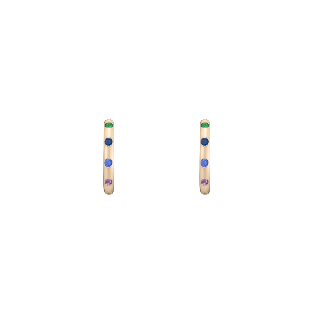 Mined + Found Earrings confetti hoops, tsavorite garnet