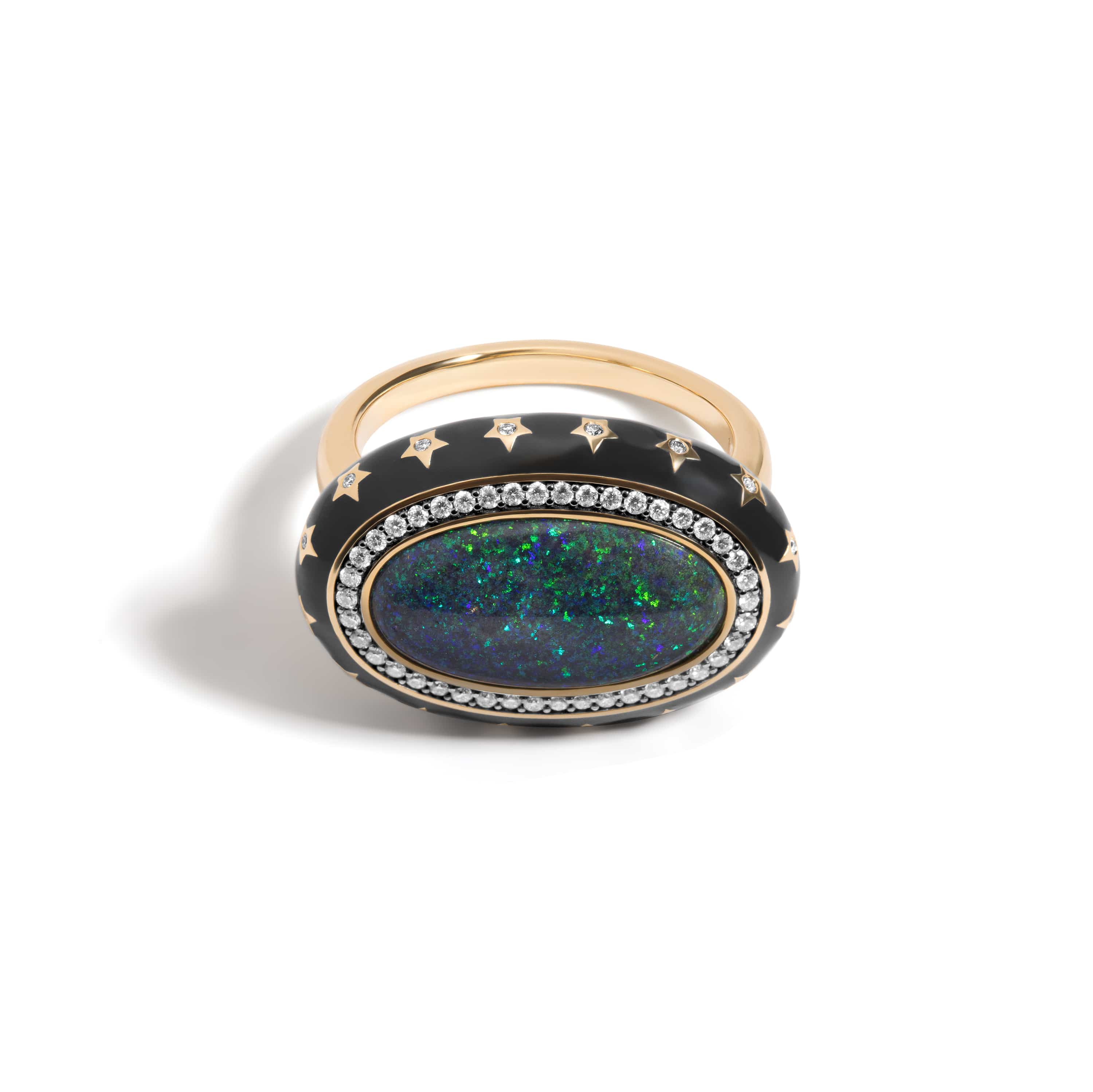Mined + Found Rings constellation ring, matrix opal