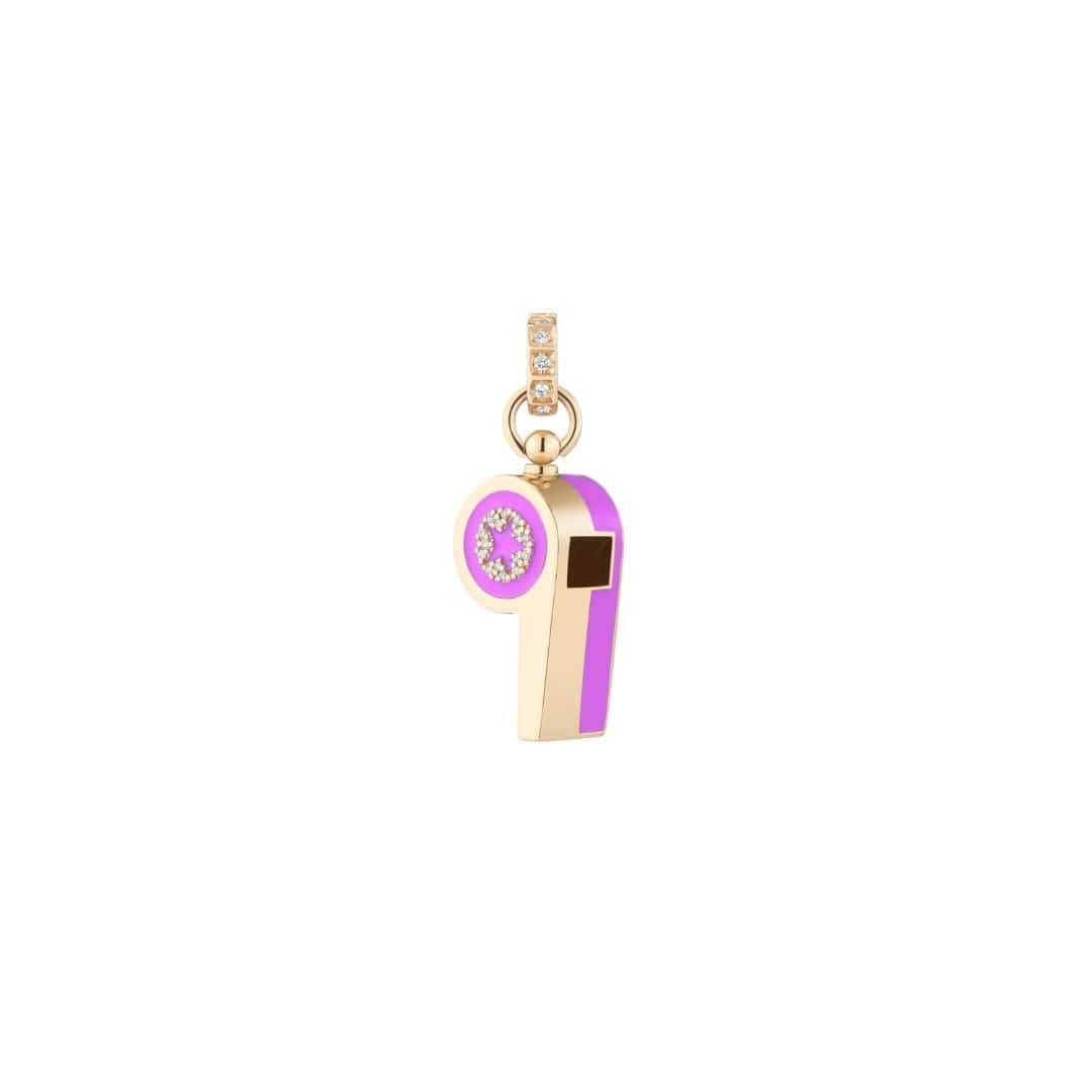 Mined + Found Pendants light purple, gold and diamond whistle pendant