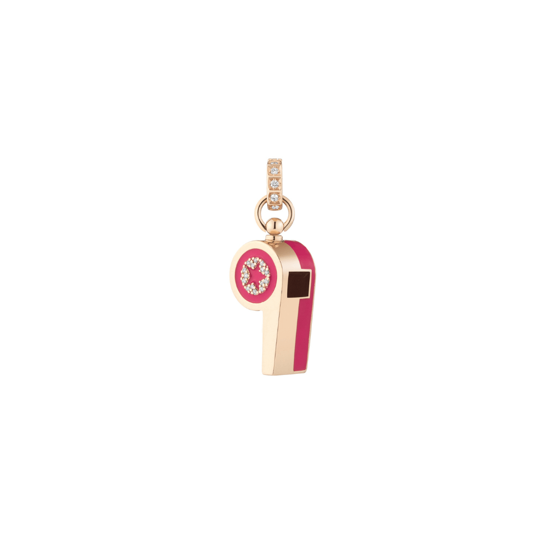 Mined + Found Pendants pink, gold and diamond whistle pendant