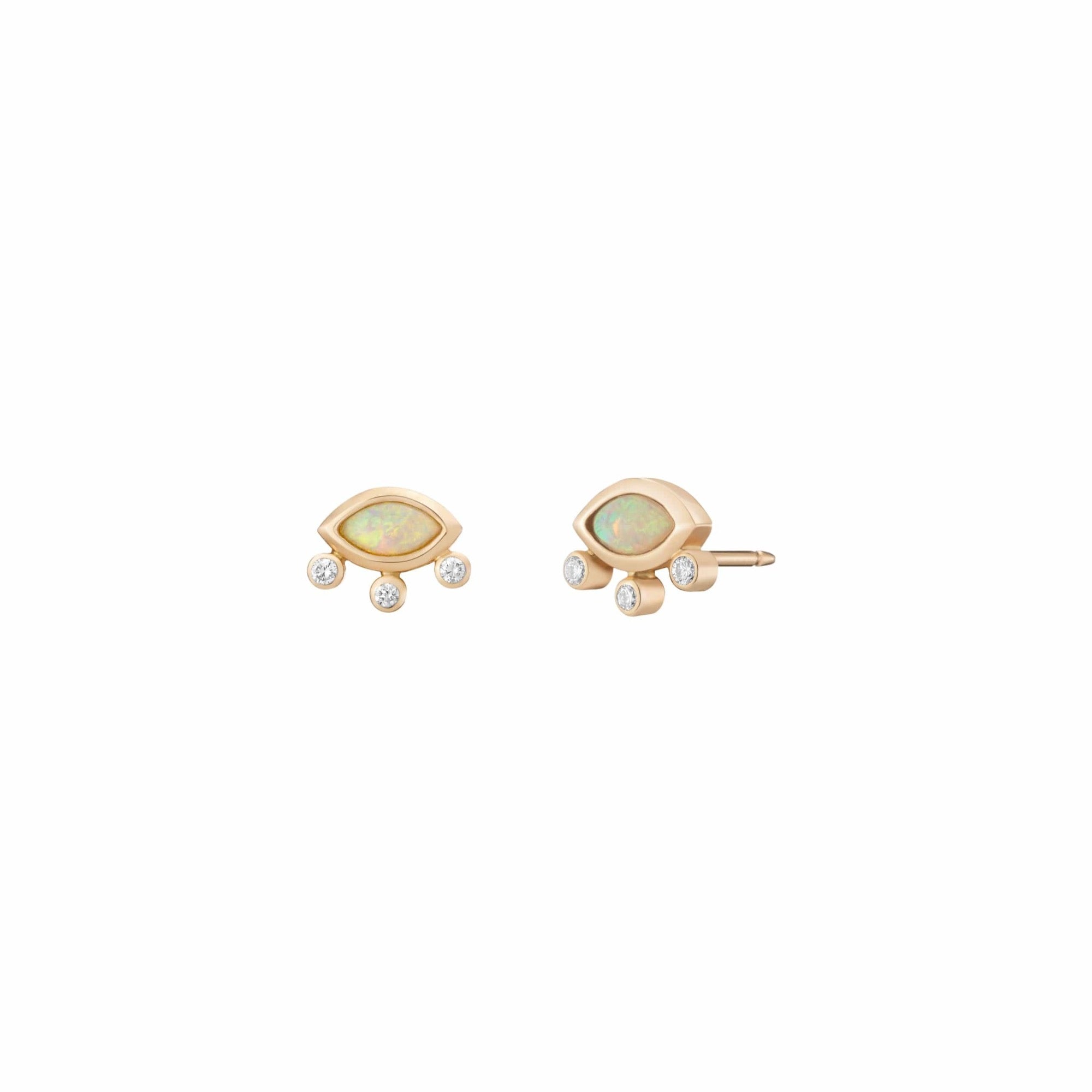 Mined + Found Earrings divine eye studs, opal and diamond