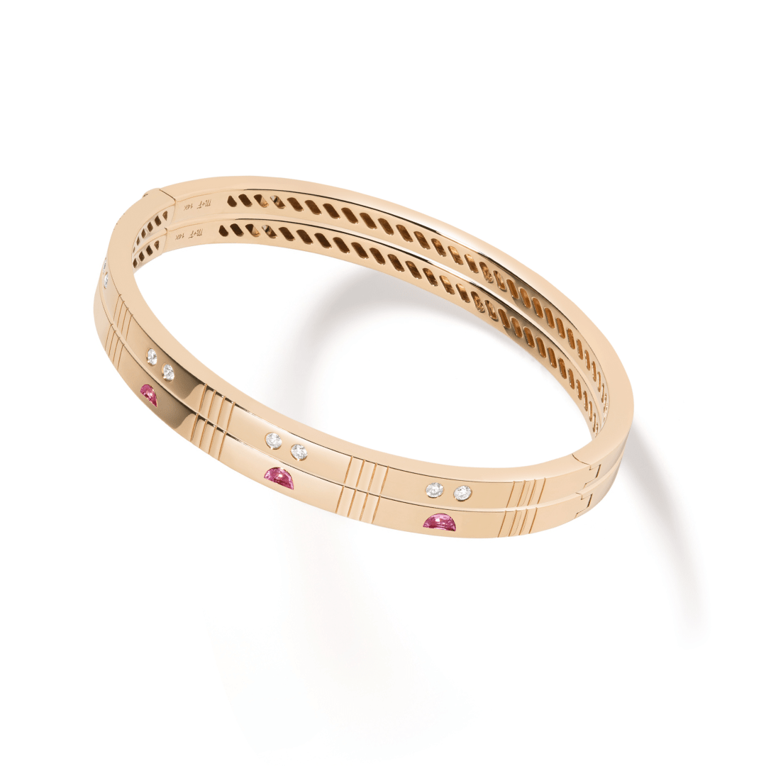 Mined + Found Bracelets emotey bangle bracelet, pink tourmaline smiles
