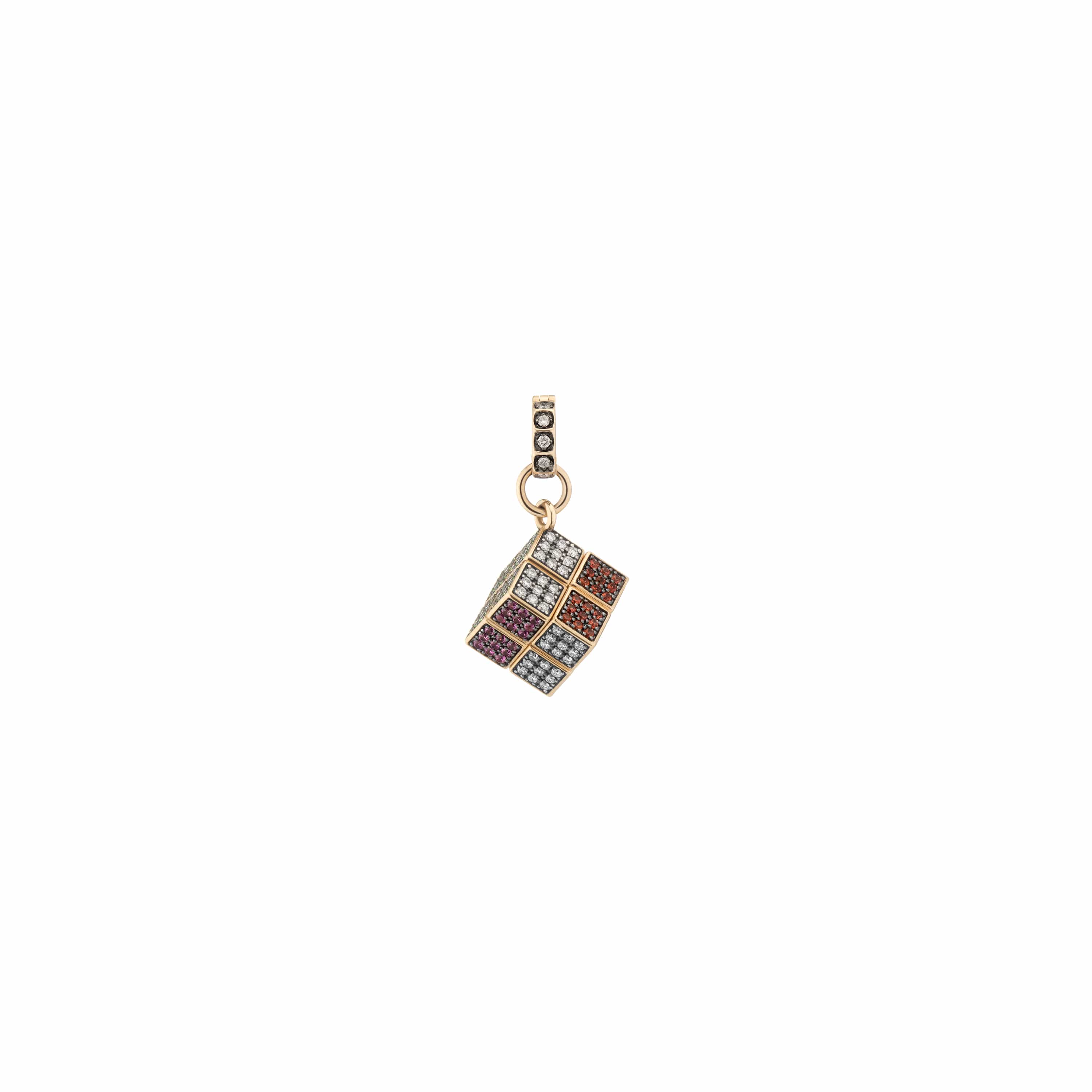 Odyssey puzzle cube pendant necklace in yellow gold, by MINED + FOUND