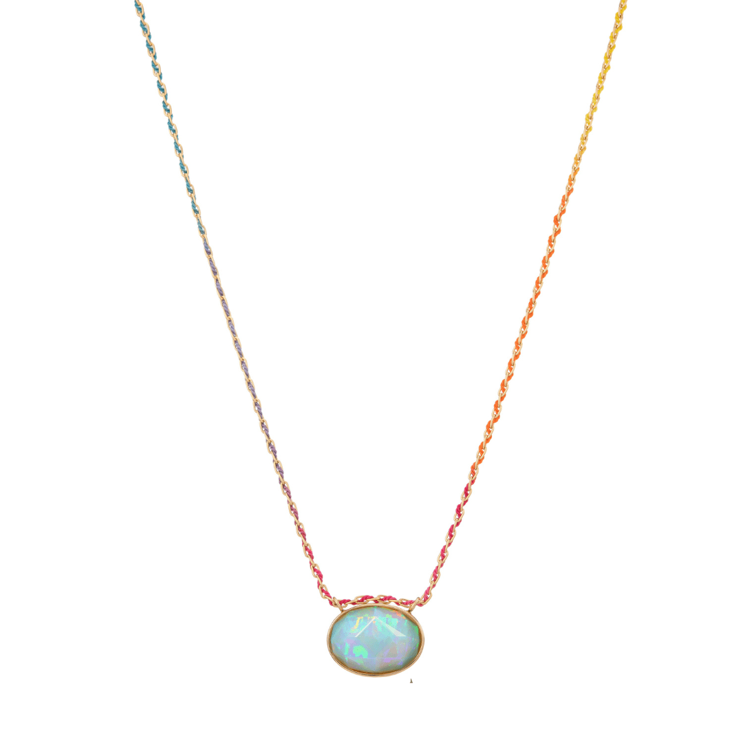 Mined + Found Pendants 'oval rose' opal + rainbow silk® one of a kind pendant