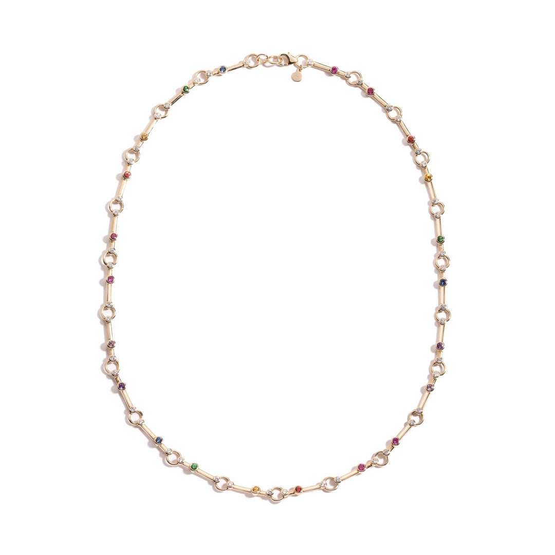 Mined + Found Necklaces pathway necklace, rainbow sapphire