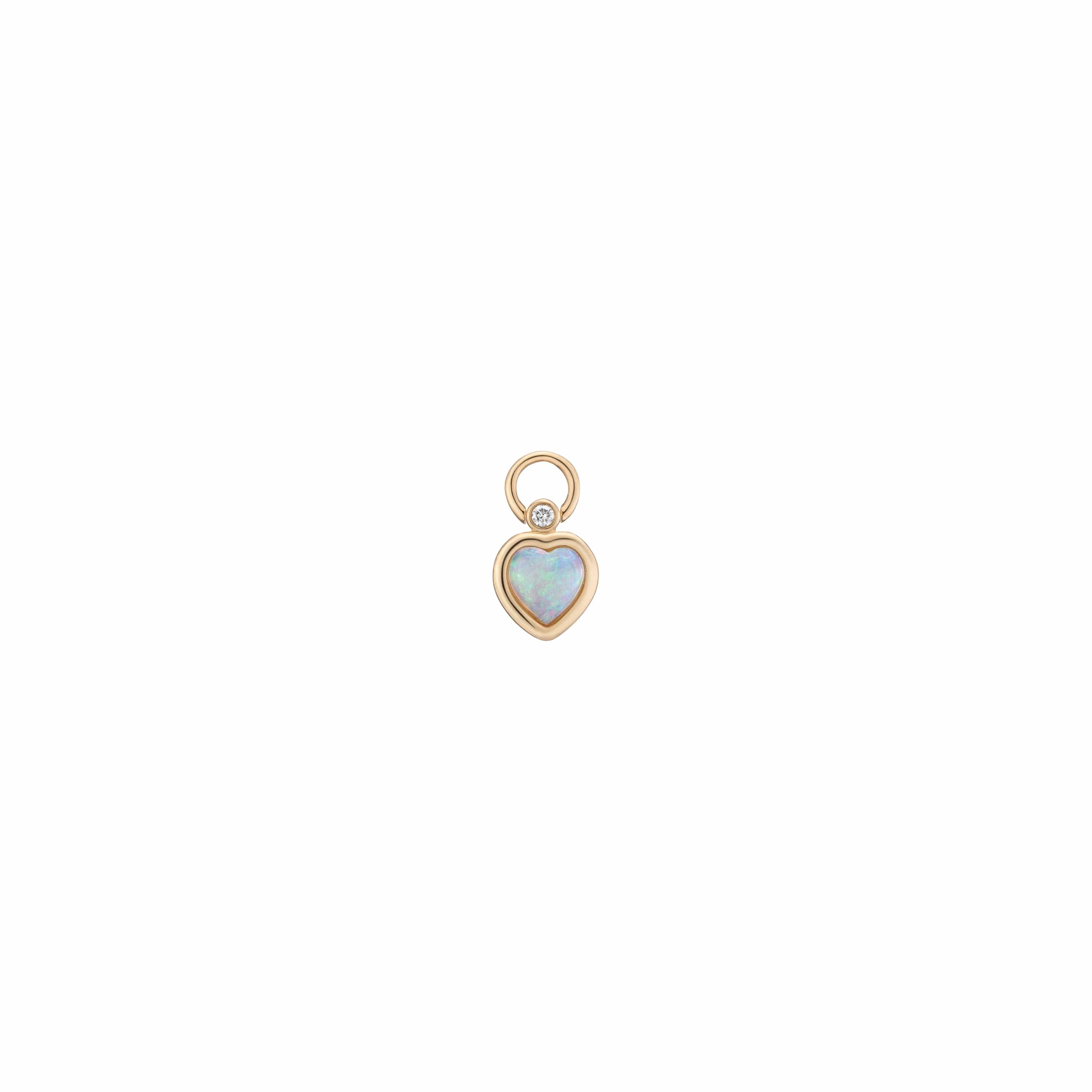 Mined + Found Charm puffy heart earring charm, opal