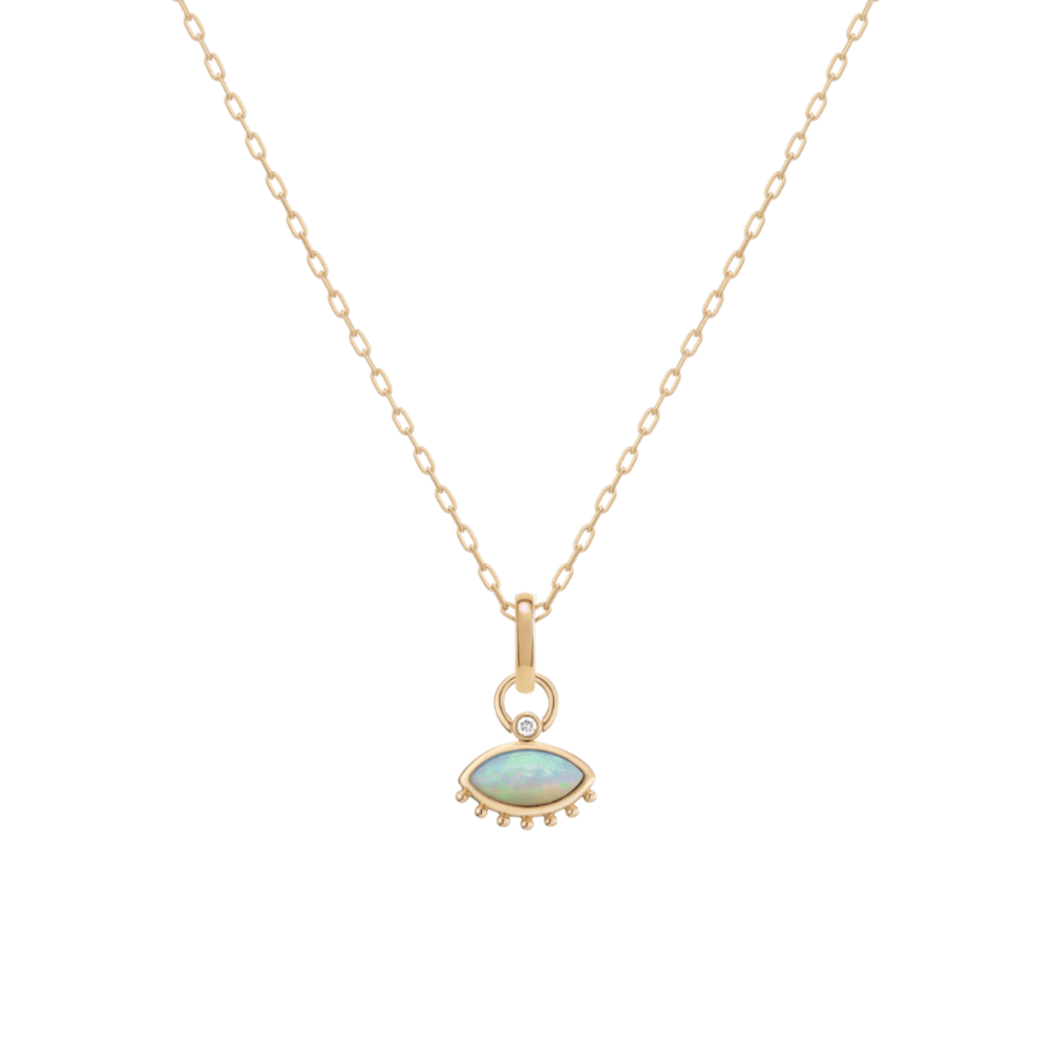 Mined + Found Pendants 18" Long Links Chain resting eye pendant